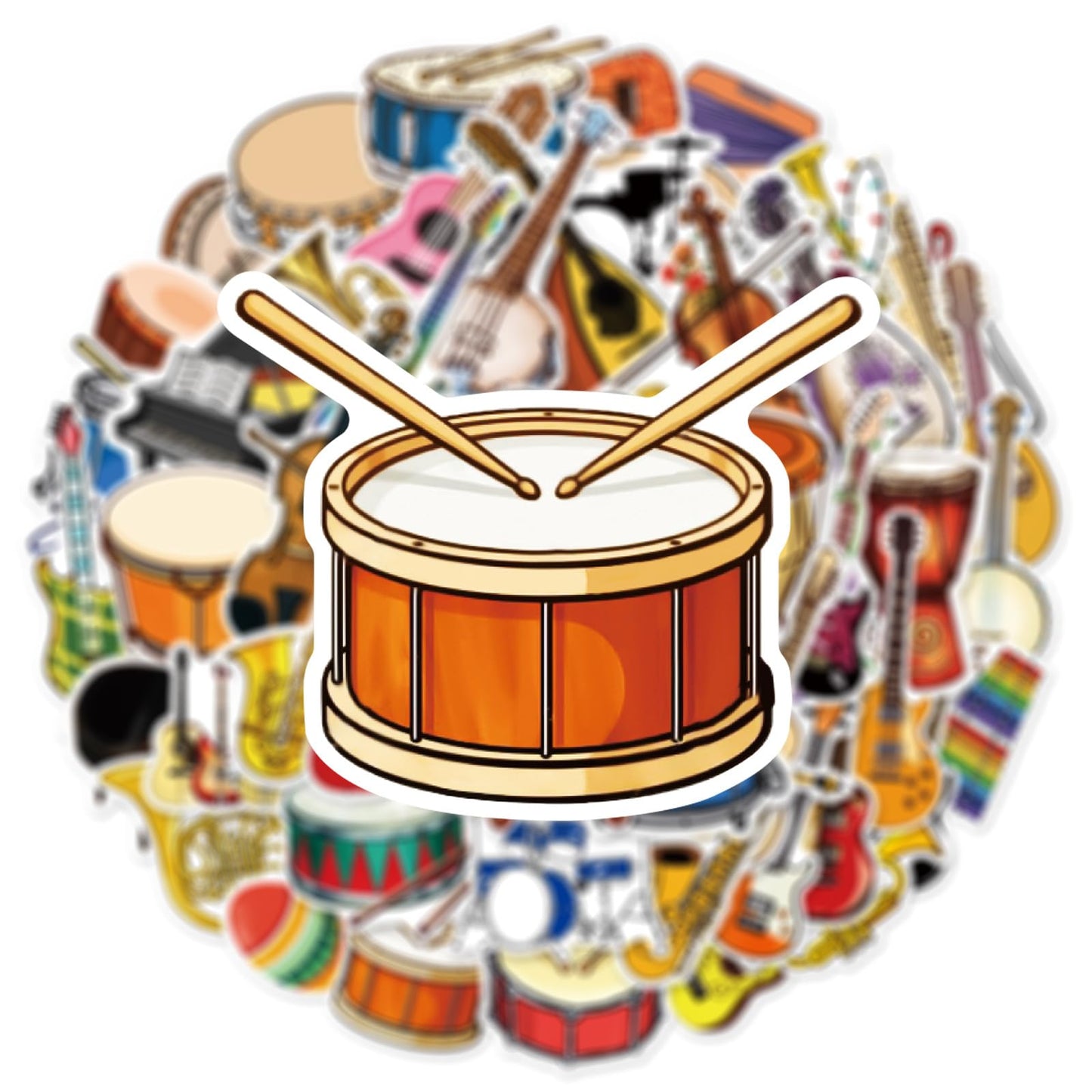 50PCS Musical Instrument Stickers by aoinqx – Waterproof Vinyl Decals, Cute Kawaii Design
