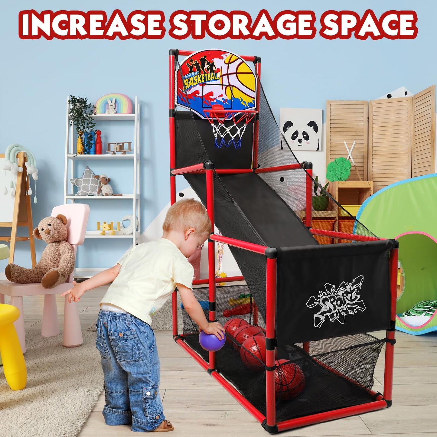 AOKESI Arcade Basketball Game Set — Adjustable Indoor/Outdoor Hoop for Kids