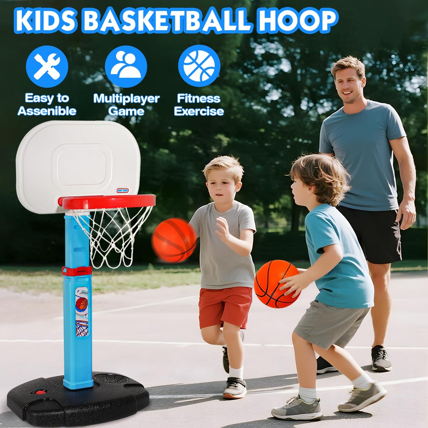 AOKESI Toddler Indoor Basketball Hoop – Adjustable Height 29.5-41.3 in Mini Hoop Gift