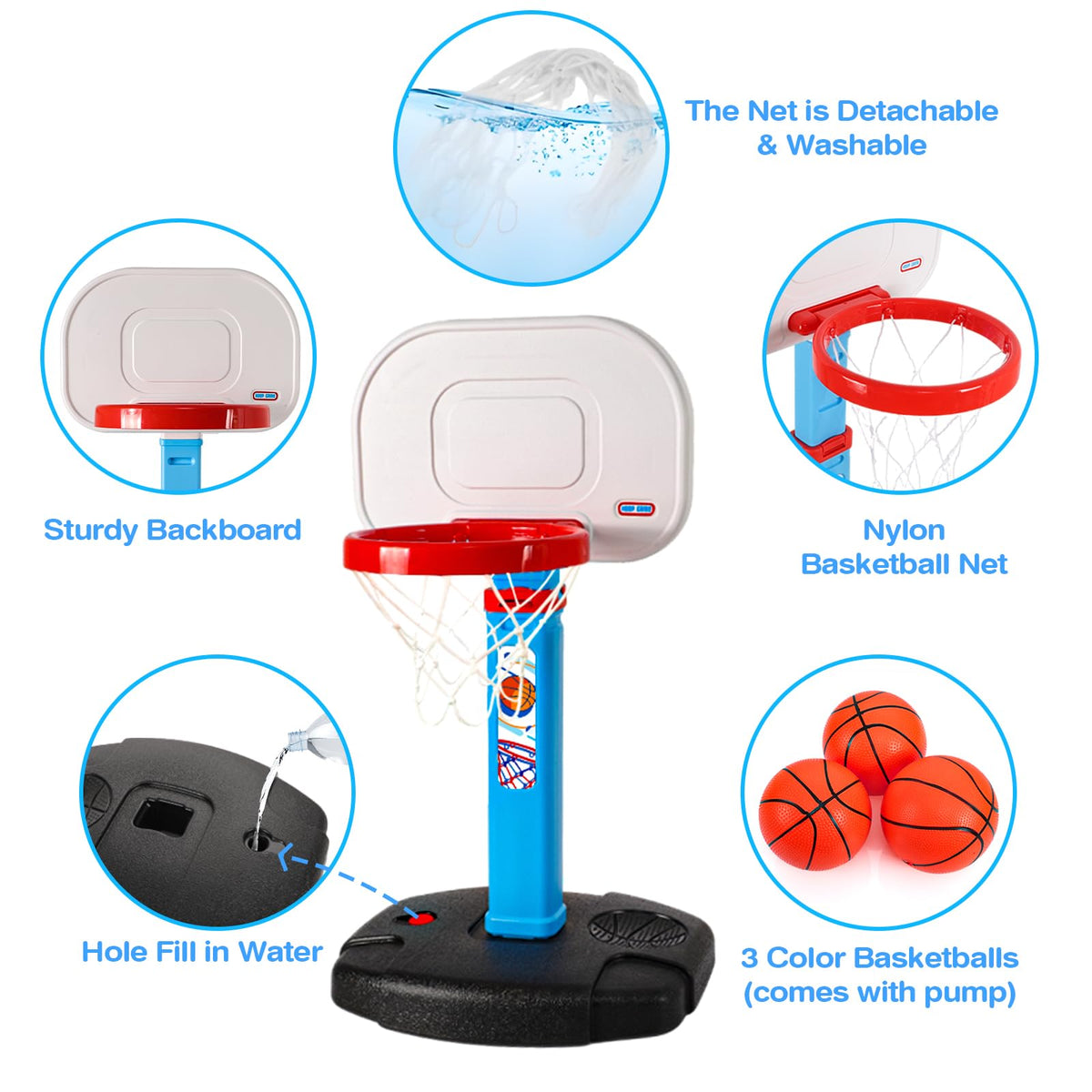 AOKESI Toddler Indoor Basketball Hoop – Adjustable Height 29.5-41.3 in Mini Hoop Gift