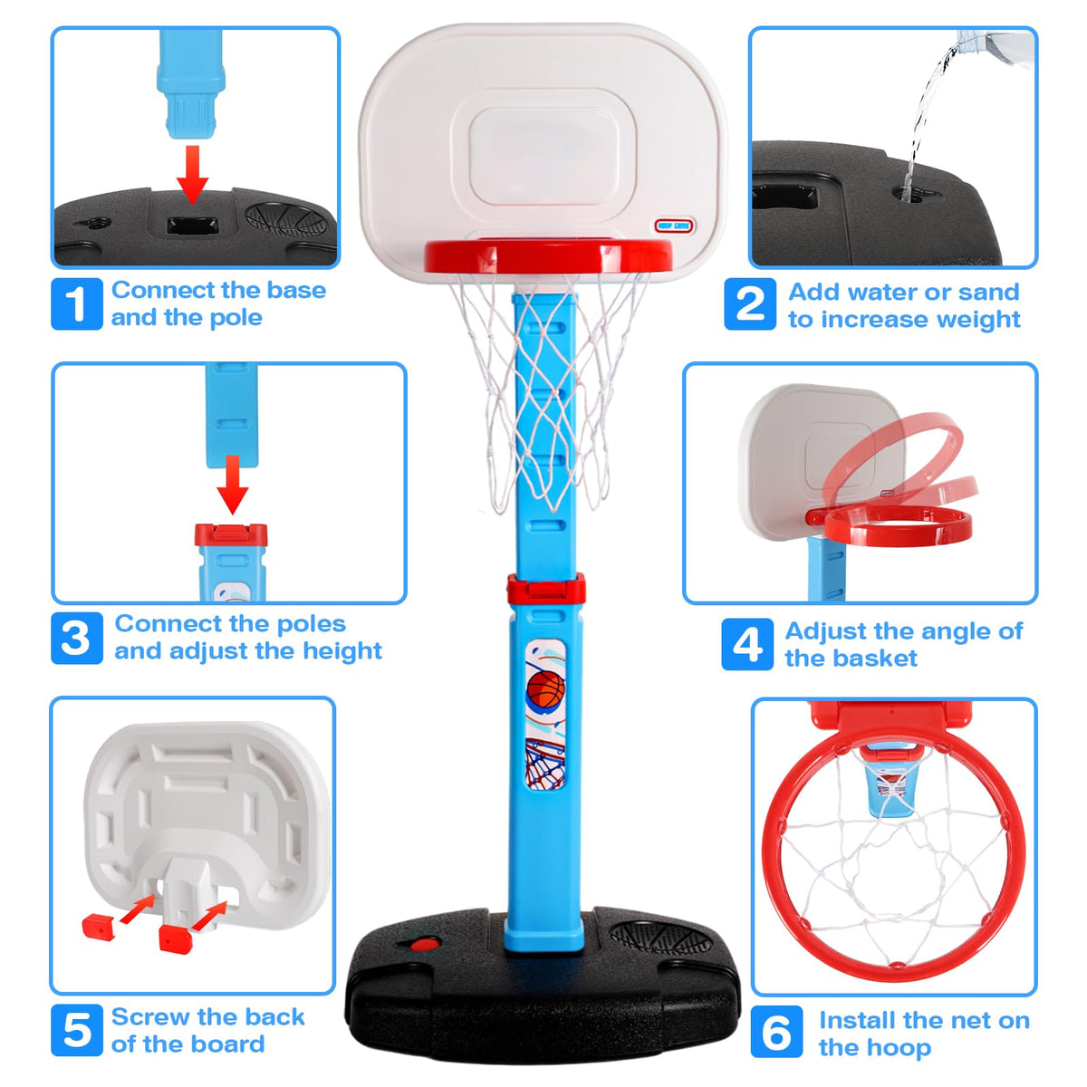 AOKESI Toddler Indoor Basketball Hoop – Adjustable Height 29.5-41.3 in Mini Hoop Gift
