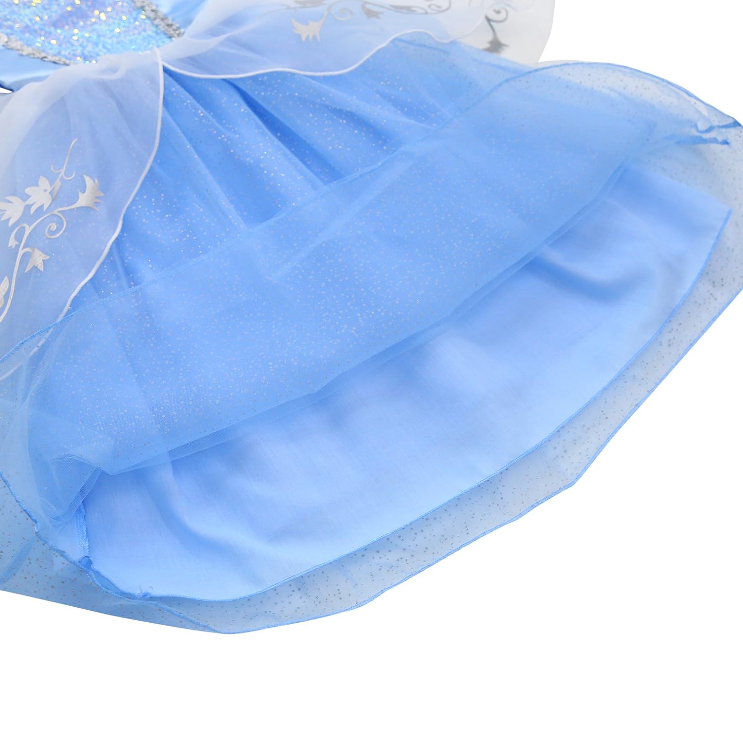 Aolliya Princess Dress for Girls – Blue Puff Sleeve Costume for Halloween
