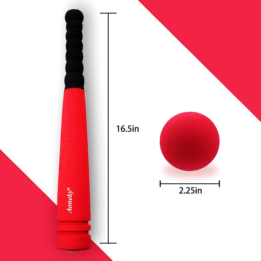 Aoneky Min Foam Baseball Bat and Ball for Toddlers – 16.5 Inch Safe Indoor T-Ball Set