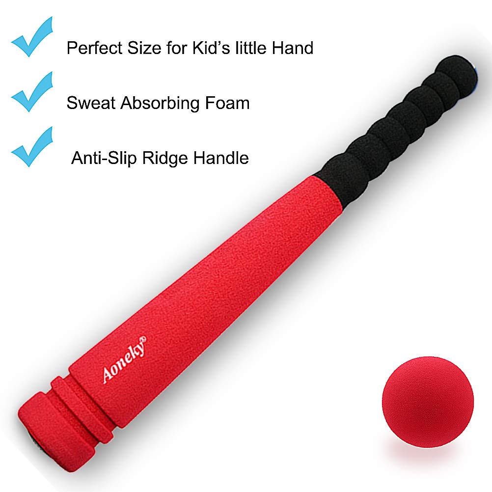 Aoneky Min Foam Baseball Bat and Ball for Toddlers – 16.5 Inch Safe Indoor T-Ball Set