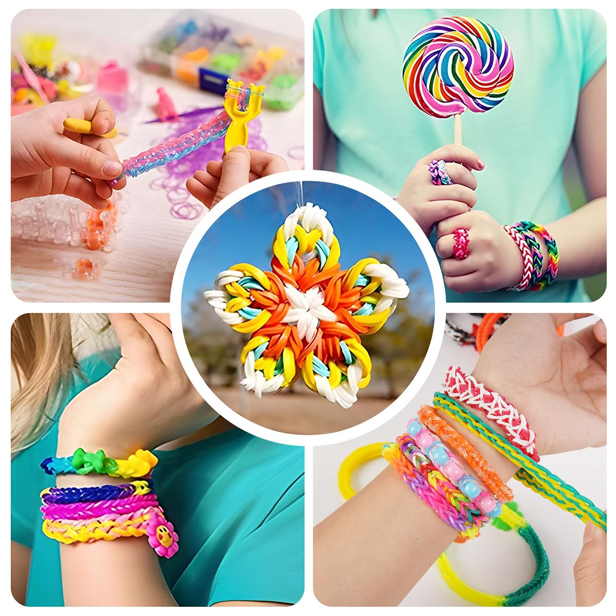 AooeDomi 14000+ Rubber Loom Bands Kit – 28 Colors, 3-Layer Storage, DIY Bracelet Craft for Kids
