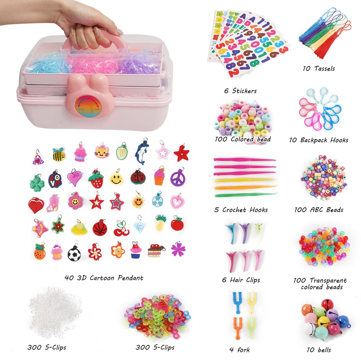 AooeDomi 14000+ Rubber Loom Bands Kit – 28 Colors, 3-Layer Storage, DIY Bracelet Craft for Kids