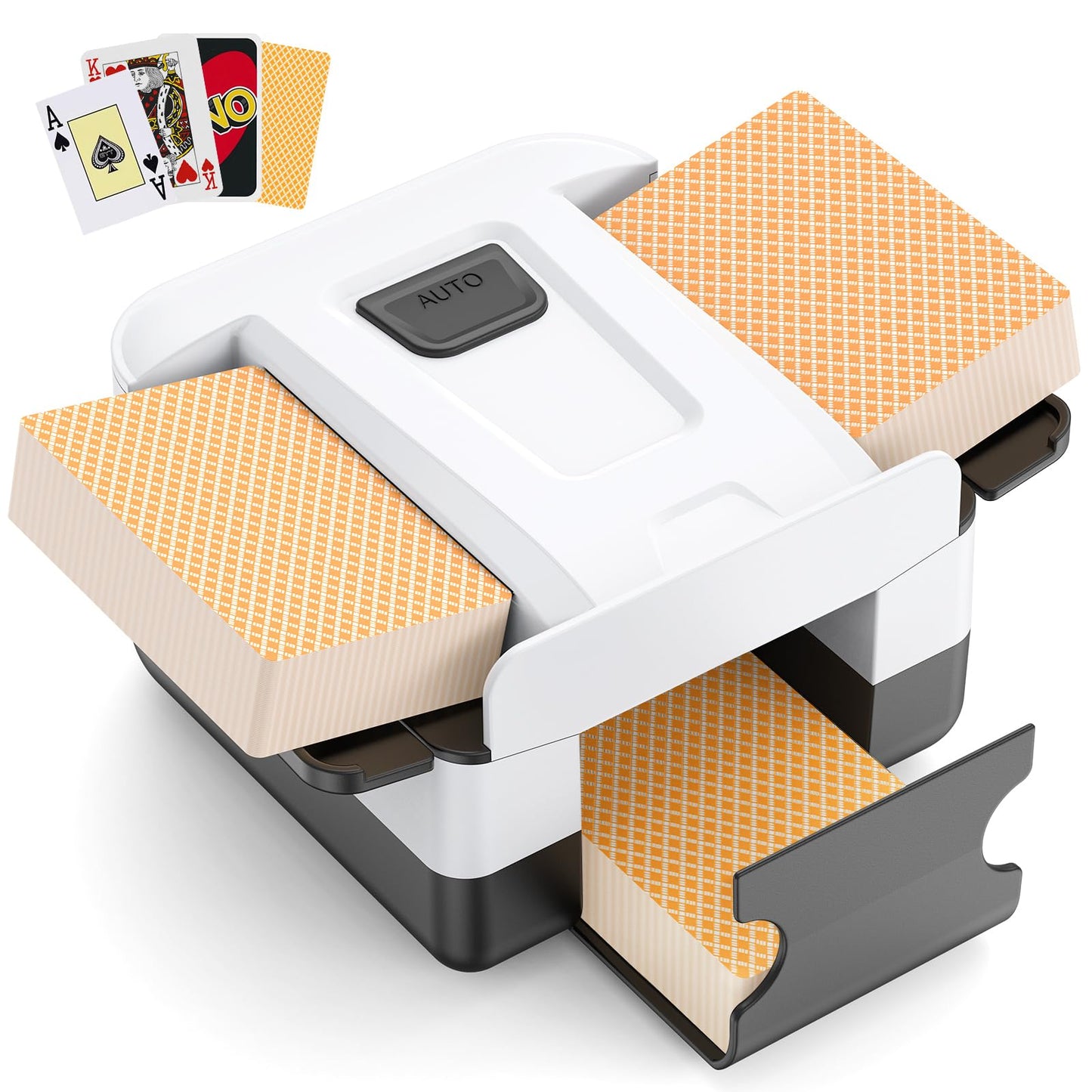 AOOELLO Automatic Card Shuffler 1-2 Decks – Rechargeable, Low Noise, Portable for UNO, Poker & More