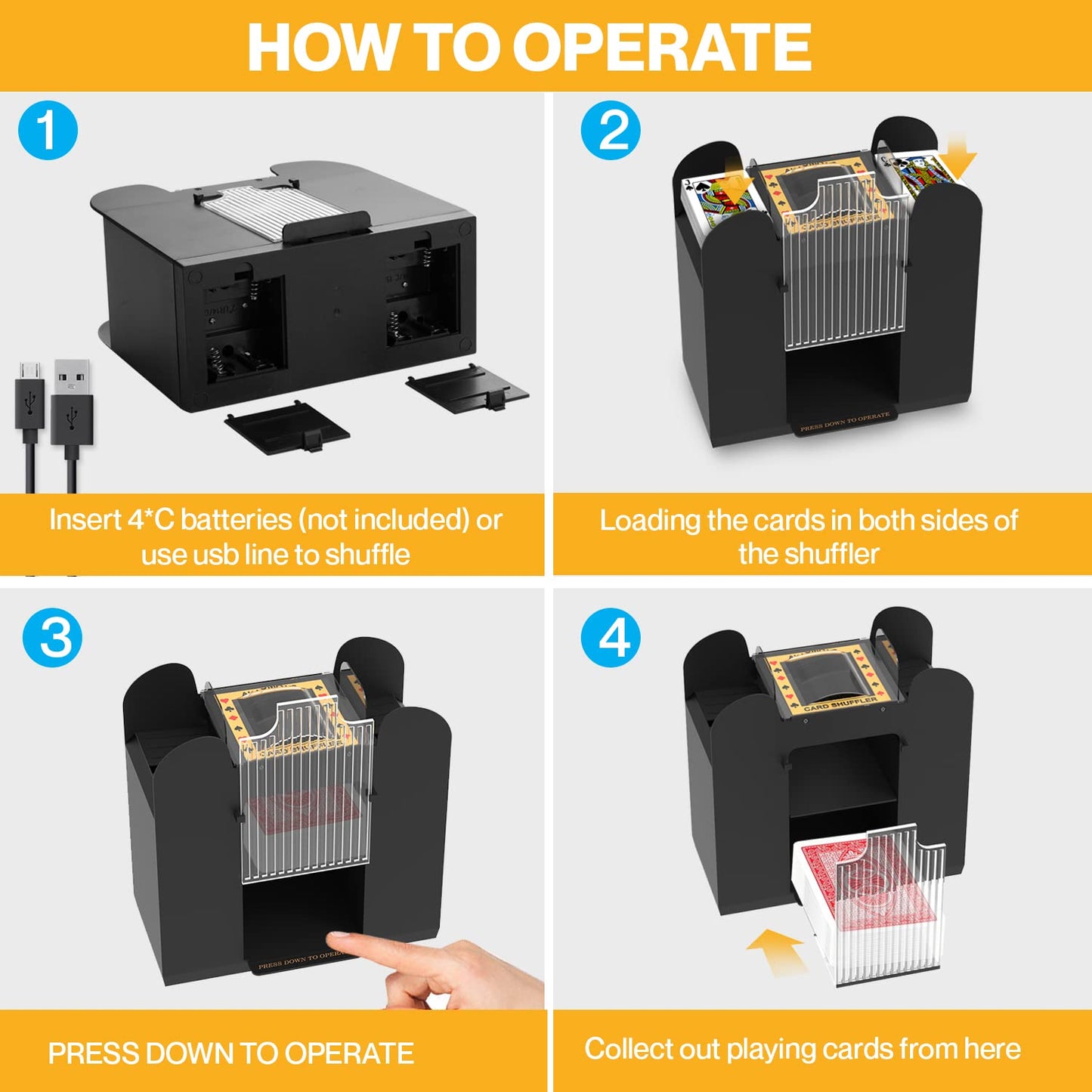 AOPER Automatic Card Shuffler - 6-Deck Shuffling Machine for Home & Parties (USB/Battery)