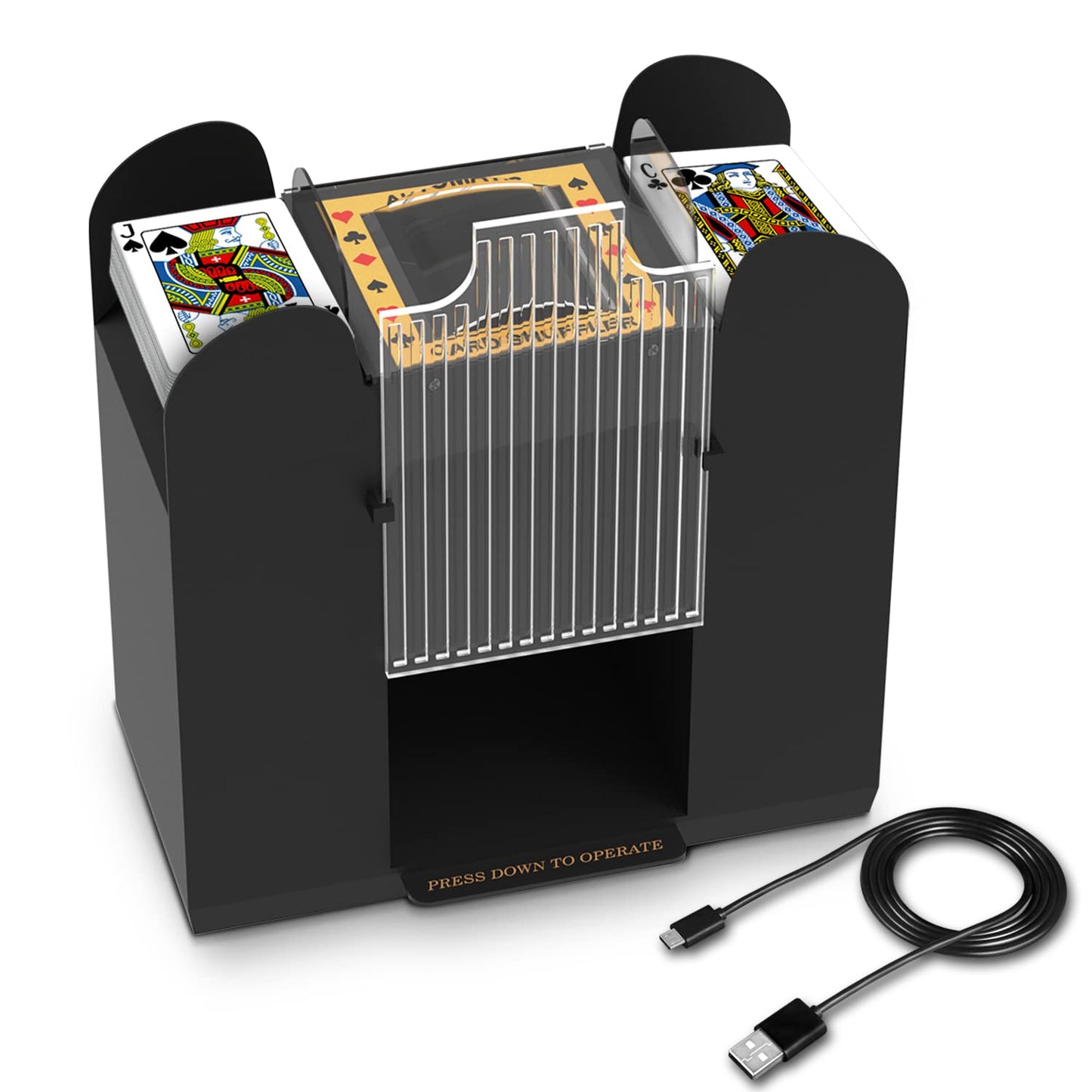 AOPER Automatic Card Shuffler - 6-Deck Shuffling Machine for Home & Parties (USB/Battery)