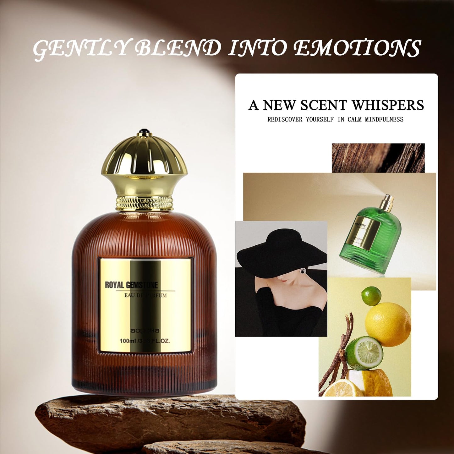 aopoka Citrus Noir – Luxury Aromatic Woody Eau de Parfum for Men, 3.3 oz