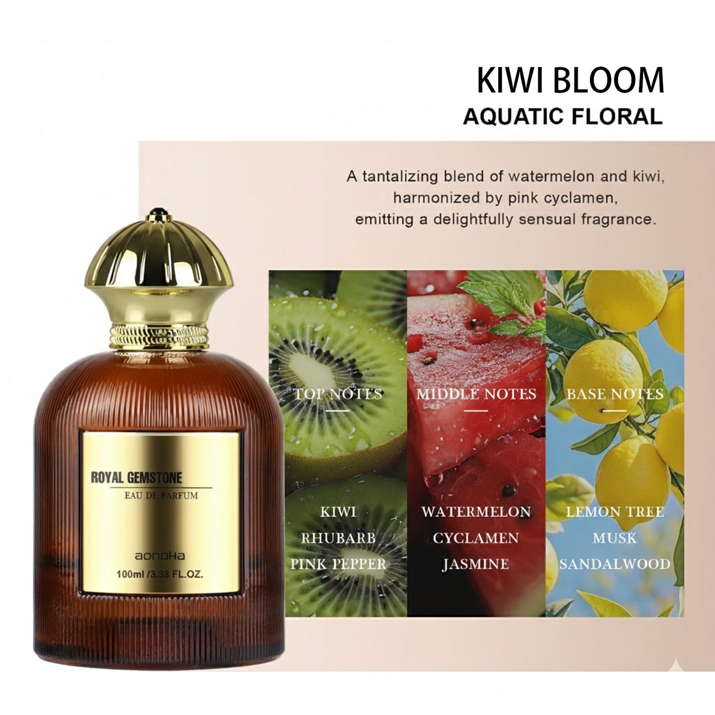 aopoka Kiwi Bloom – Luxury Aquatic Floral Eau de Parfum for Women, 3.3 Fl Oz