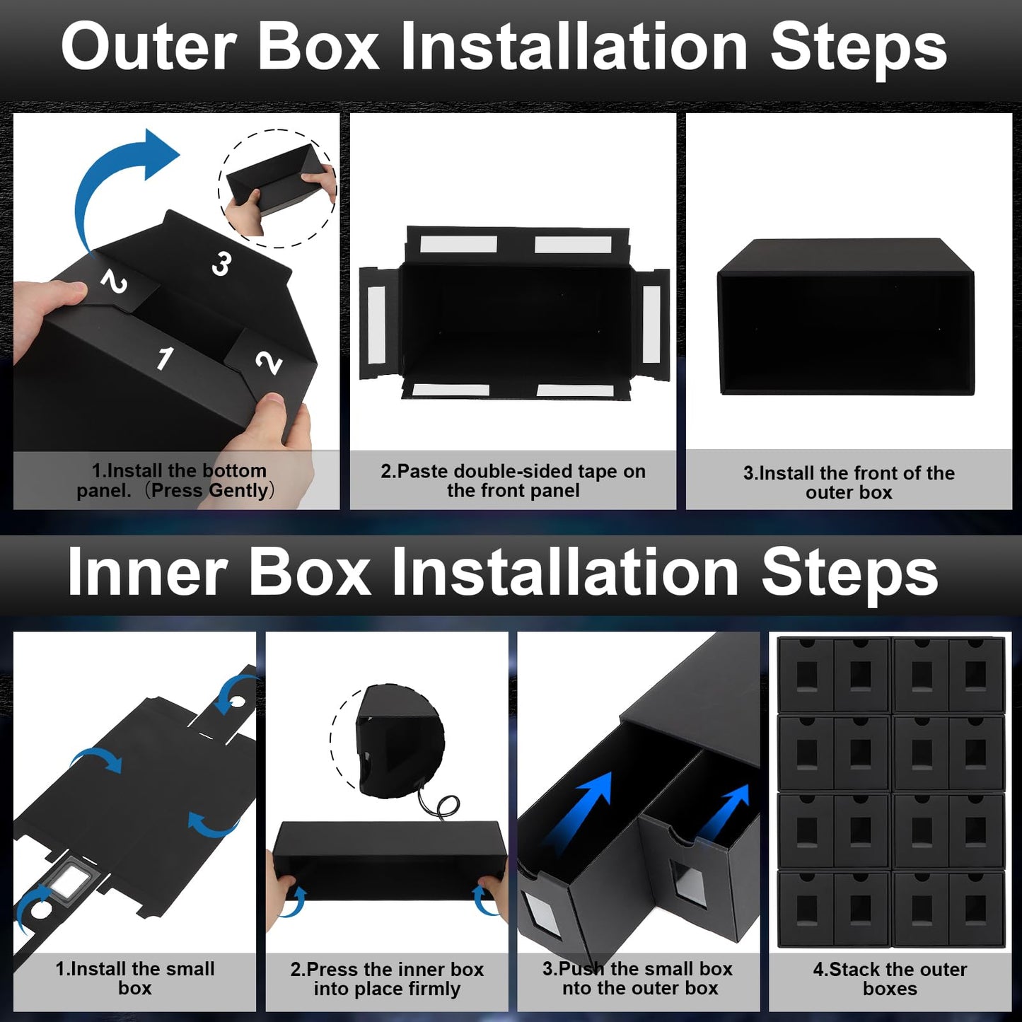 aopule 14000+ Card Storage Box | 2700+ Toploader Box for Commander Display | 72 Dividers, Labels & Tapes