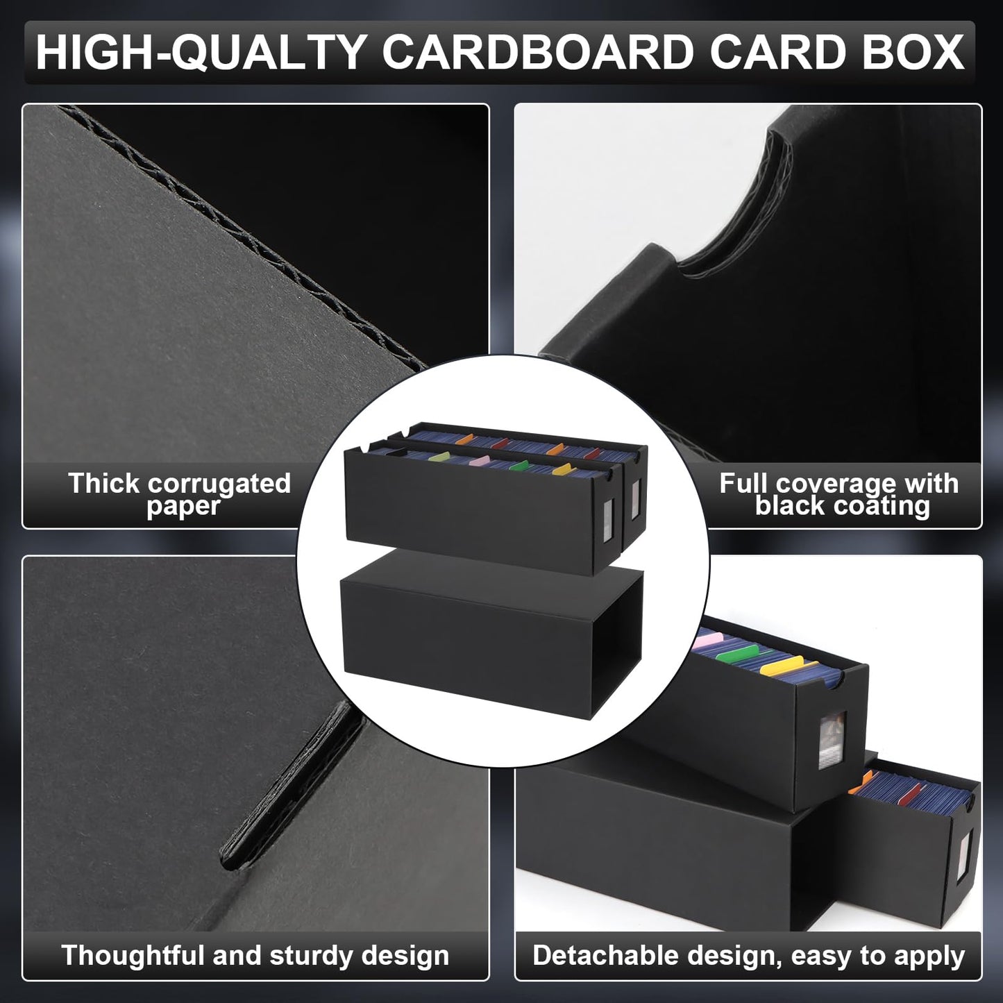 aopule 14000+ Card Storage Box | 2700+ Toploader Box for Commander Display | 72 Dividers, Labels & Tapes