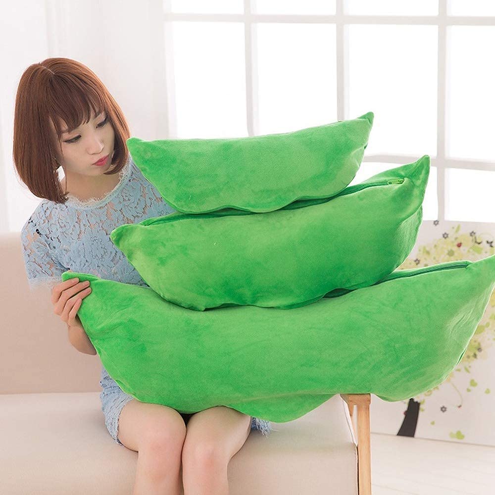 AOQI Giant Peas in a Pod Plush Toy – Soft Pea Pod Pillow (5 Sizes: 25–90 cm)