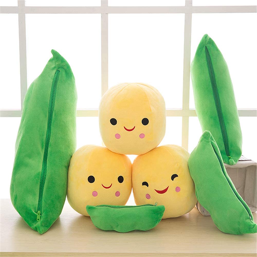 AOQI Giant Peas in a Pod Plush Toy – Soft Pea Pod Pillow (5 Sizes: 25–90 cm)
