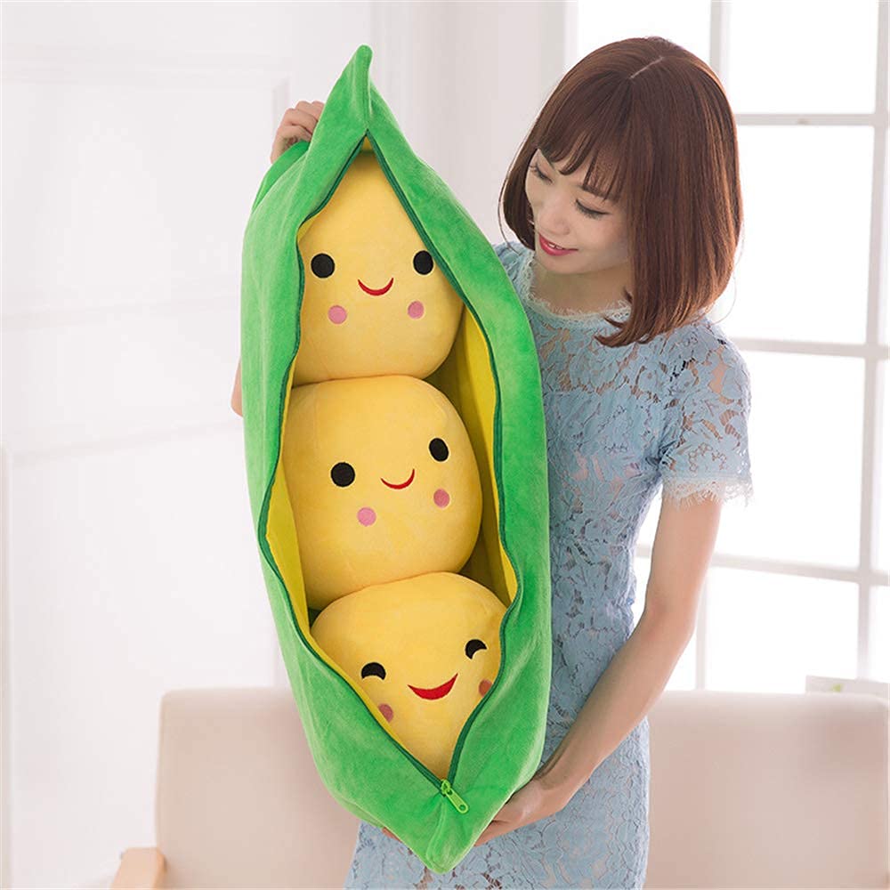 AOQI Giant Peas in a Pod Plush Toy – Soft Pea Pod Pillow (5 Sizes: 25–90 cm)