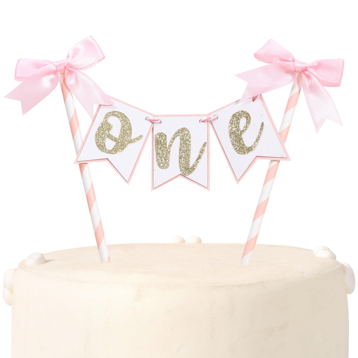AOQURE Pink Bow Ribbon Cake Topper – Coquette Themed Birthday Decoration
