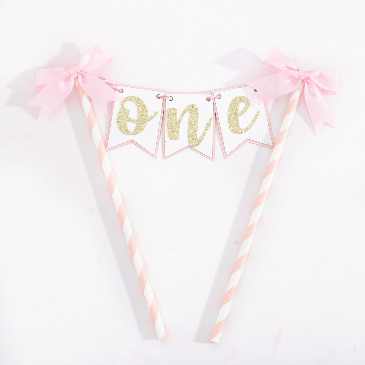 AOQURE Pink Bow Ribbon Cake Topper – Coquette Themed Birthday Decoration