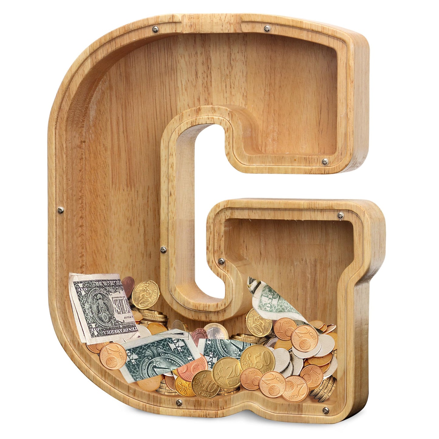 AORCMITN Extra Large Wooden Alphabet Money Bank — Initial G (12-inch)