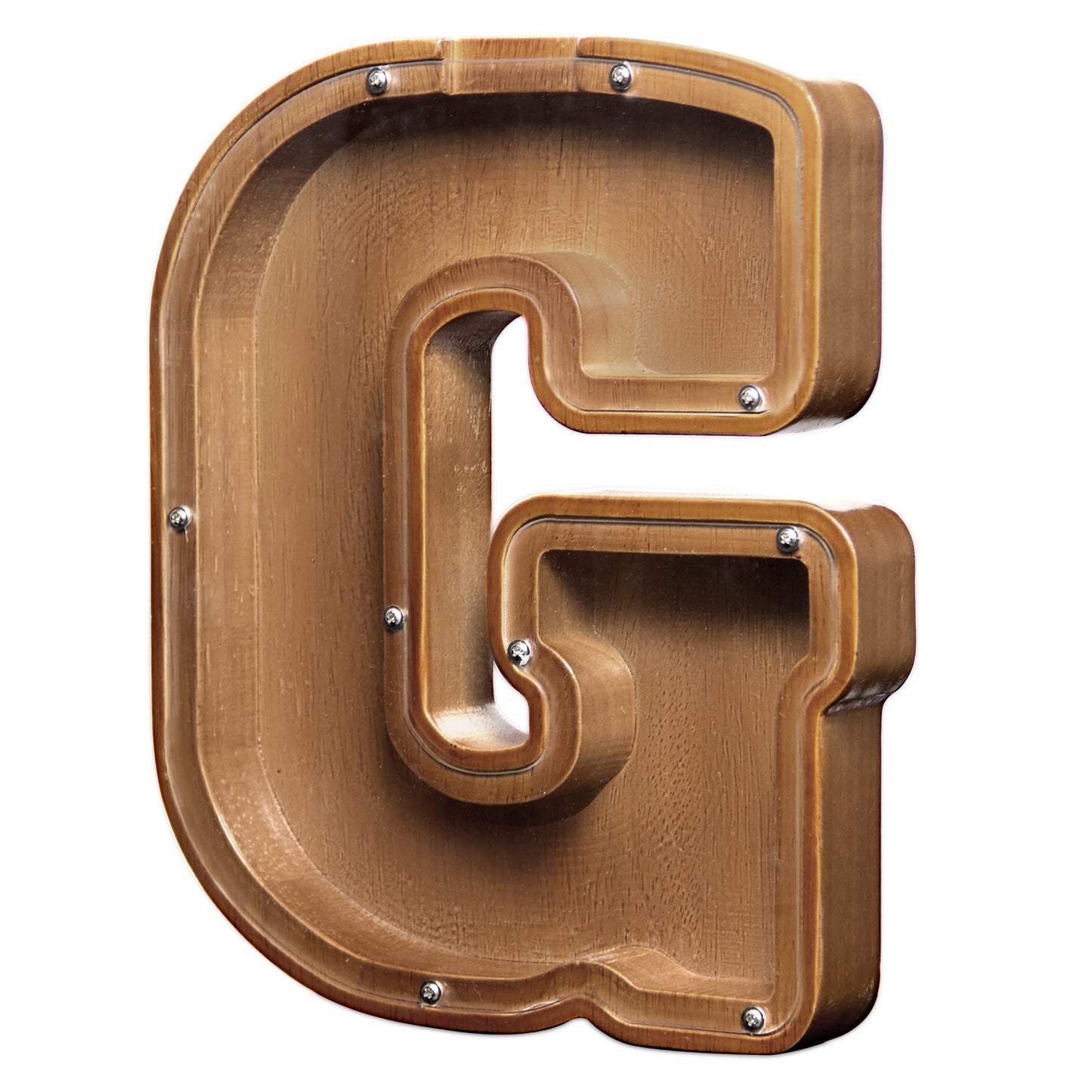 AORCMITN Large Wooden Letter Coin Bank — Personalized 9.2-Inch Pine Piggy Bank