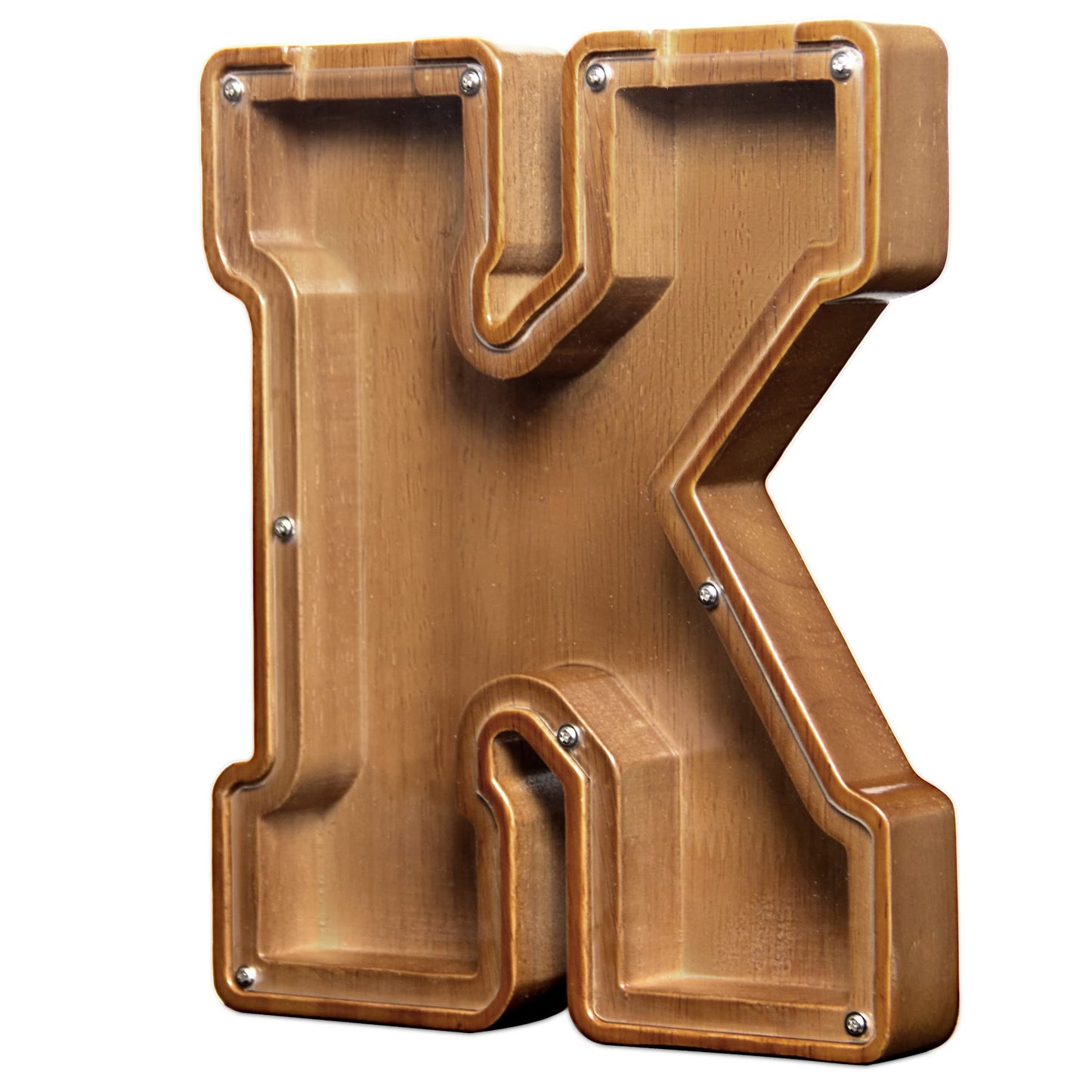 AORCMITN Large Wooden Letter Coin Bank — Personalized Alphabet Piggy Bank (9.2-Inch)