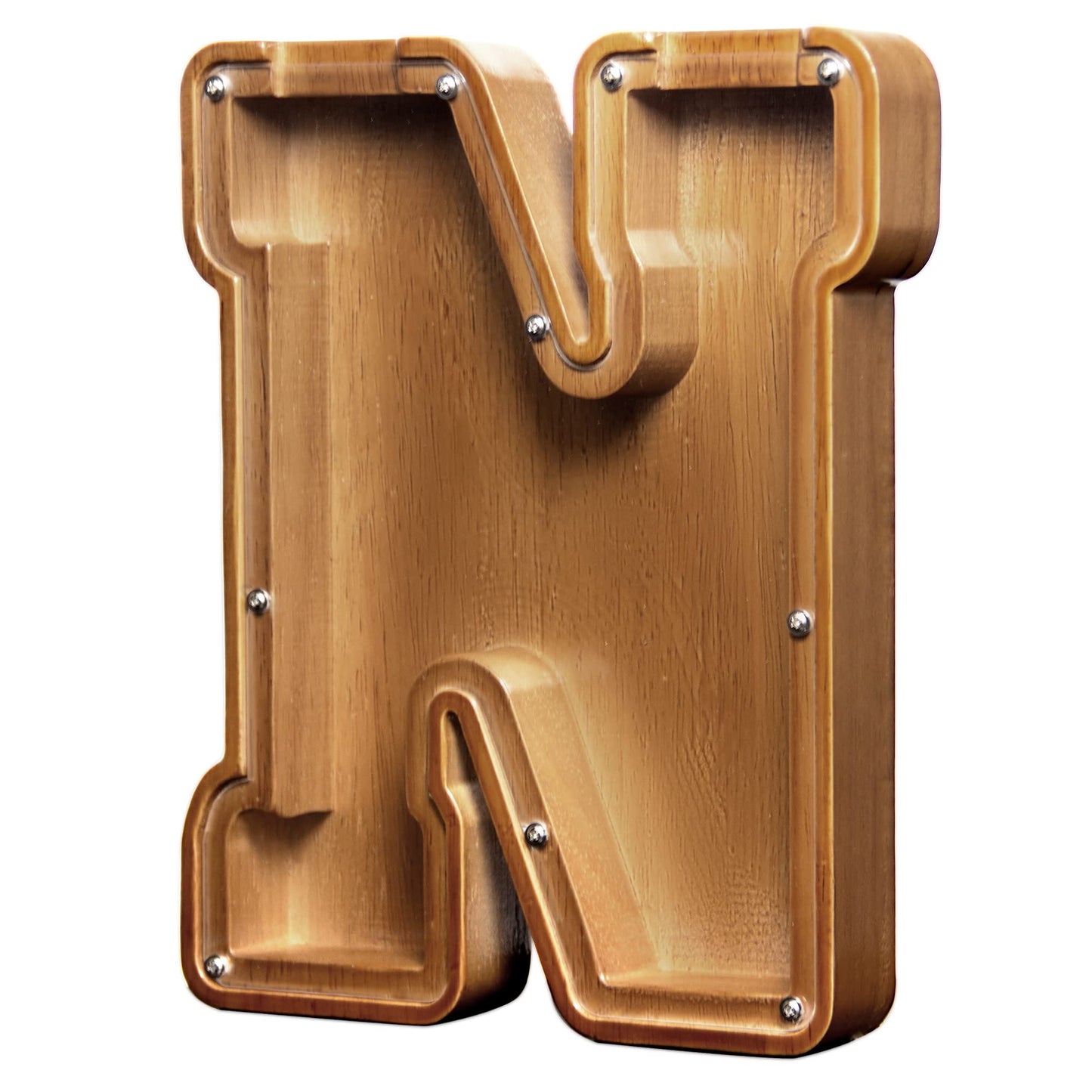 AORCMITN Large Wooden Letter Coin Bank — Personalized Alphabet Piggy Bank (9.2-Inch)