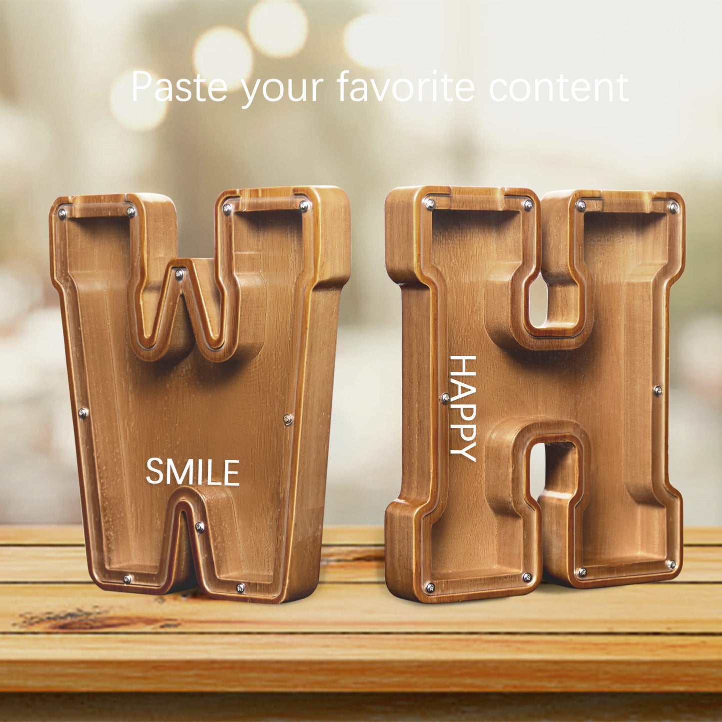 AORCMITN Large Wooden Letter Coin Bank – Personalized 9.2-Inch Piggy Bank