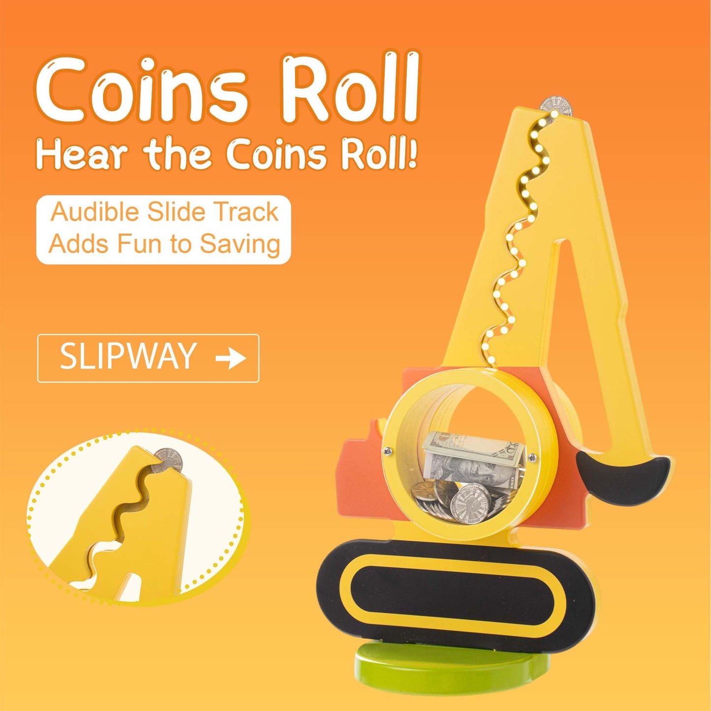 AORCMITN Wooden Excavator Piggy Bank for Kids – Interactive, Personalizable Saving Toy