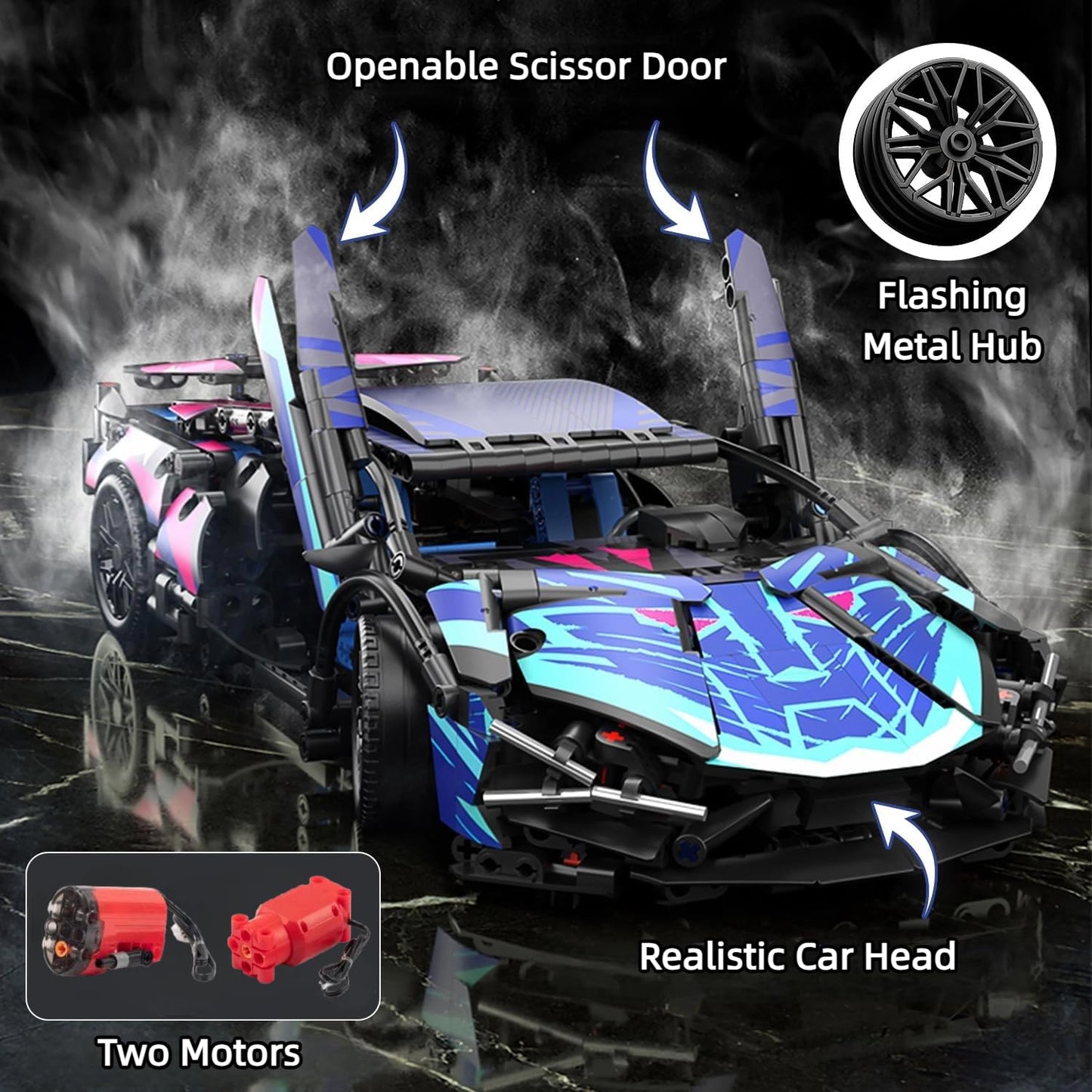 AoreSpty 1280-Piece Dual-Mode RC Car Kit — 1:14 Scale STEM Toy with LED Lights & Rechargeable Battery | Build Your Own RC Car