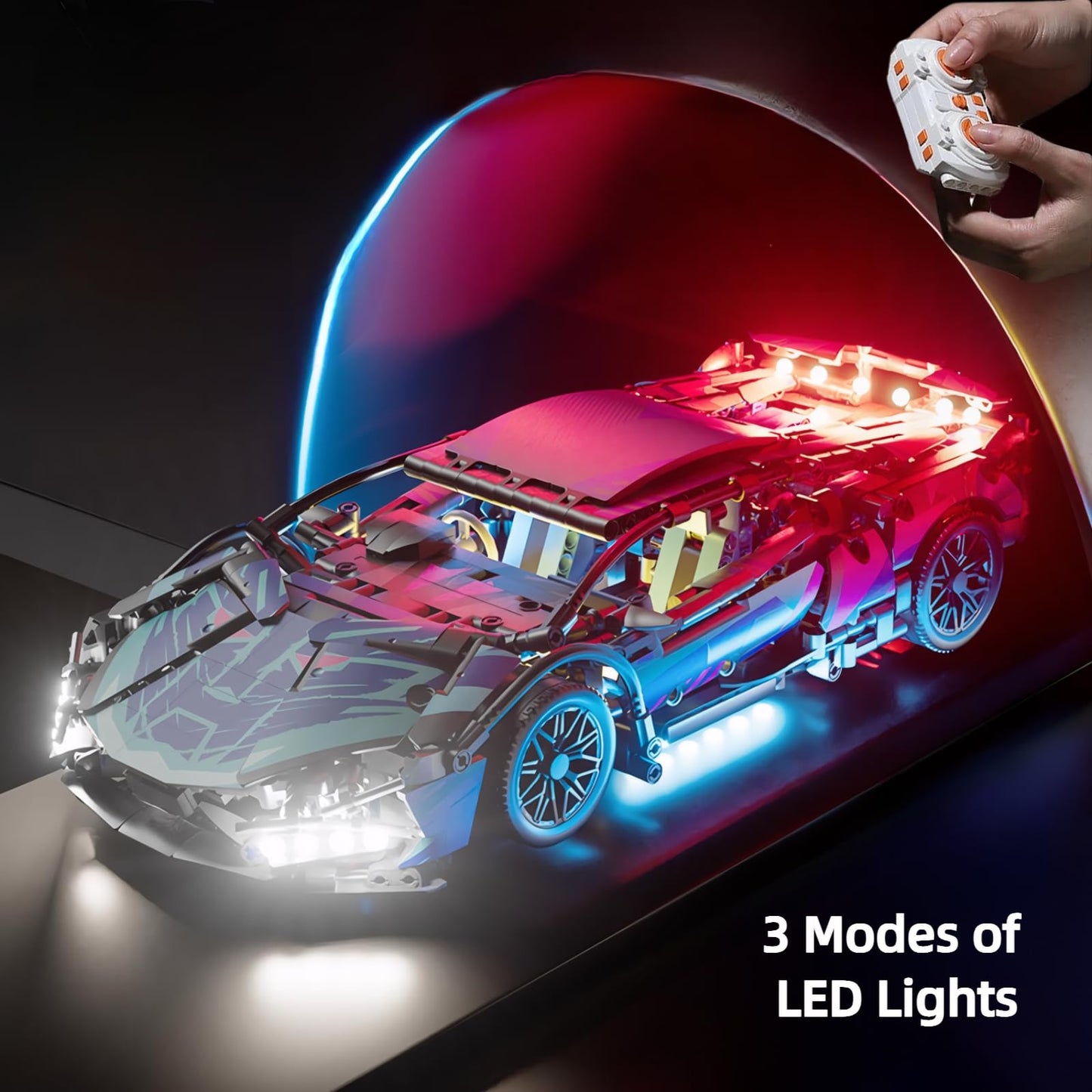 AoreSpty 1280-Piece Dual-Mode RC Car Kit — 1:14 Scale STEM Toy with LED Lights & Rechargeable Battery | Build Your Own RC Car