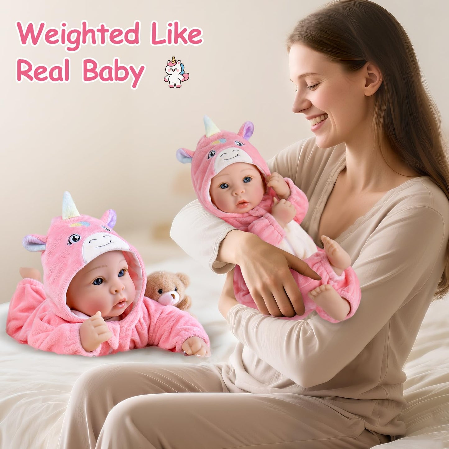Aori 17-Inch Realistic Baby Doll | Soft Body, Pink Outfit, Pretend Play