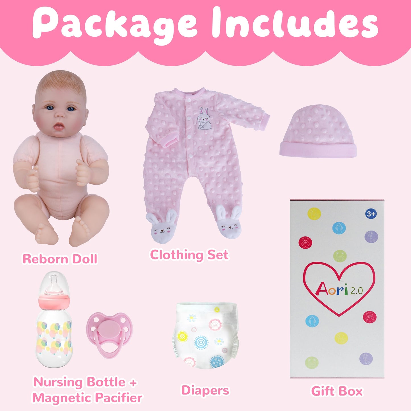 Aori 2.0 Lifelike Reborn Baby Doll - 18-Inch Realistic Newborn Girl, Weighted Body