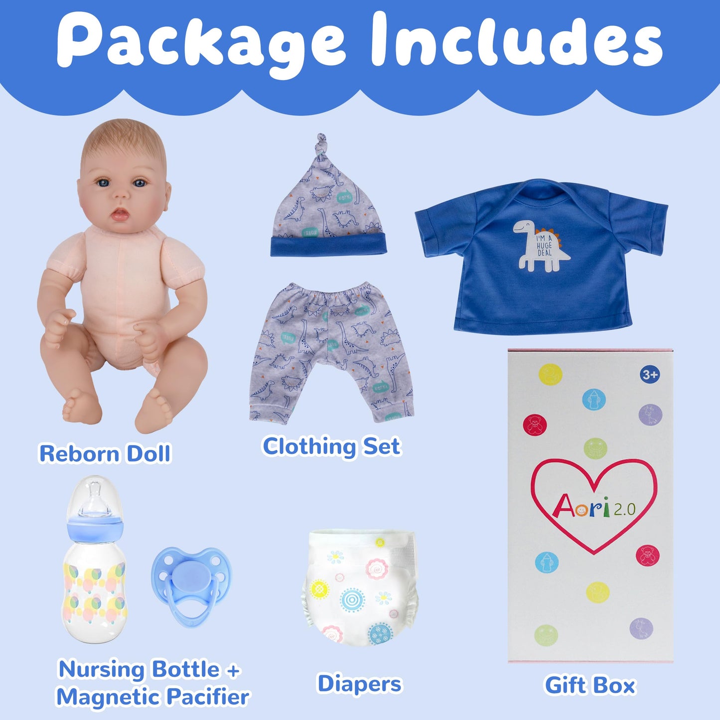 Aori 2.0 Lifelike 18-Inch Reborn Baby Doll – Realistic Silicone Baby Girl, Gift-Ready