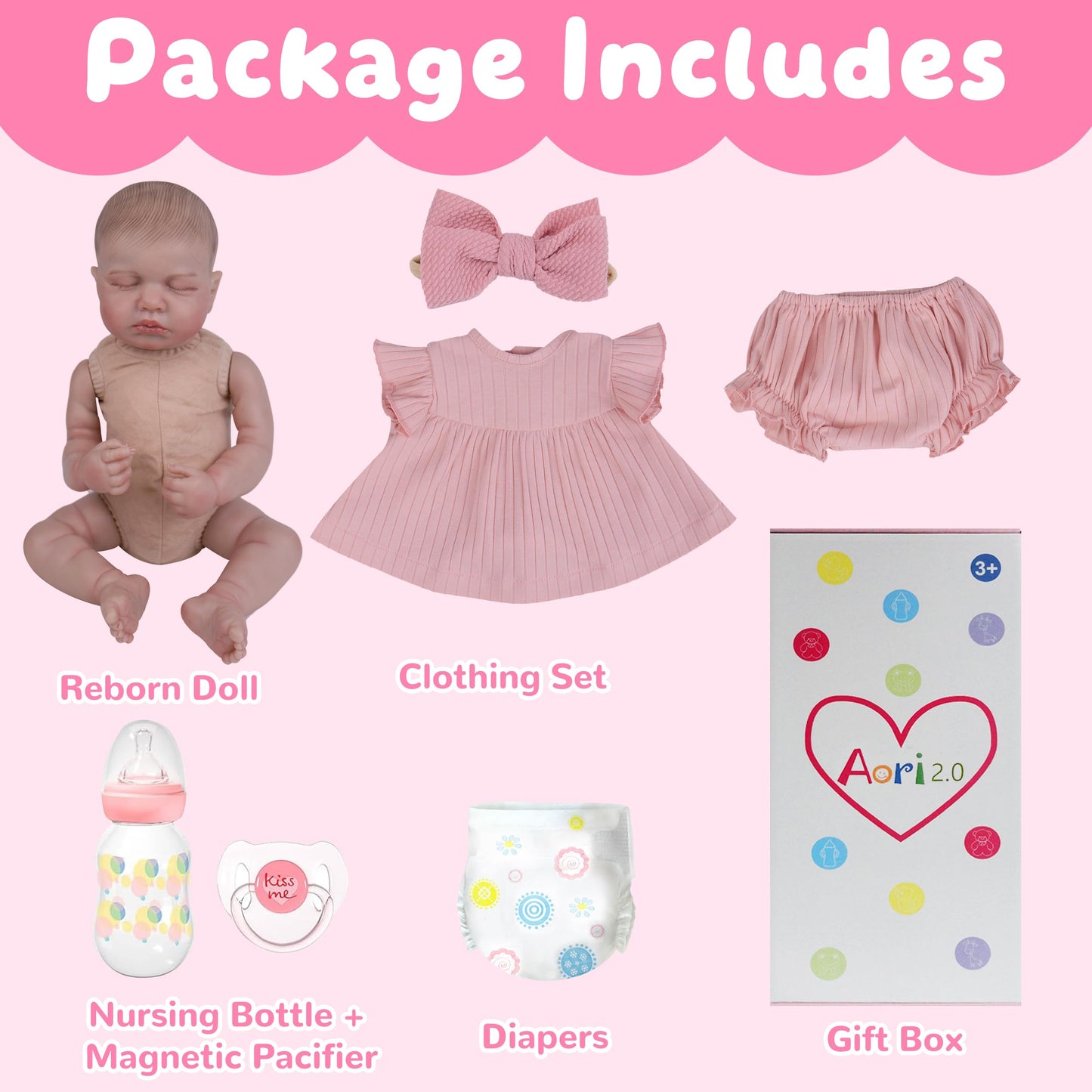 Aori 2.0 Lifelike Reborn Baby Doll – 20-Inch Sleeping Realistic Newborn Girl