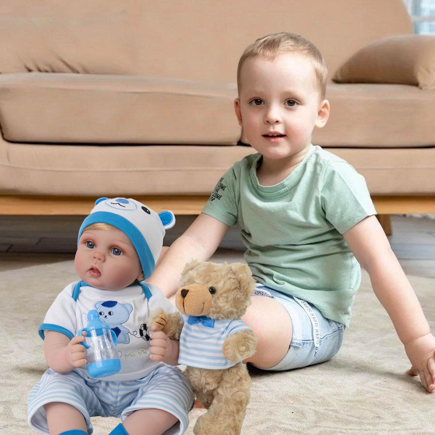 Reborn Baby Doll 22-Inch Boy by Aori 2.0 – Realistic Soft Skin & Accessories