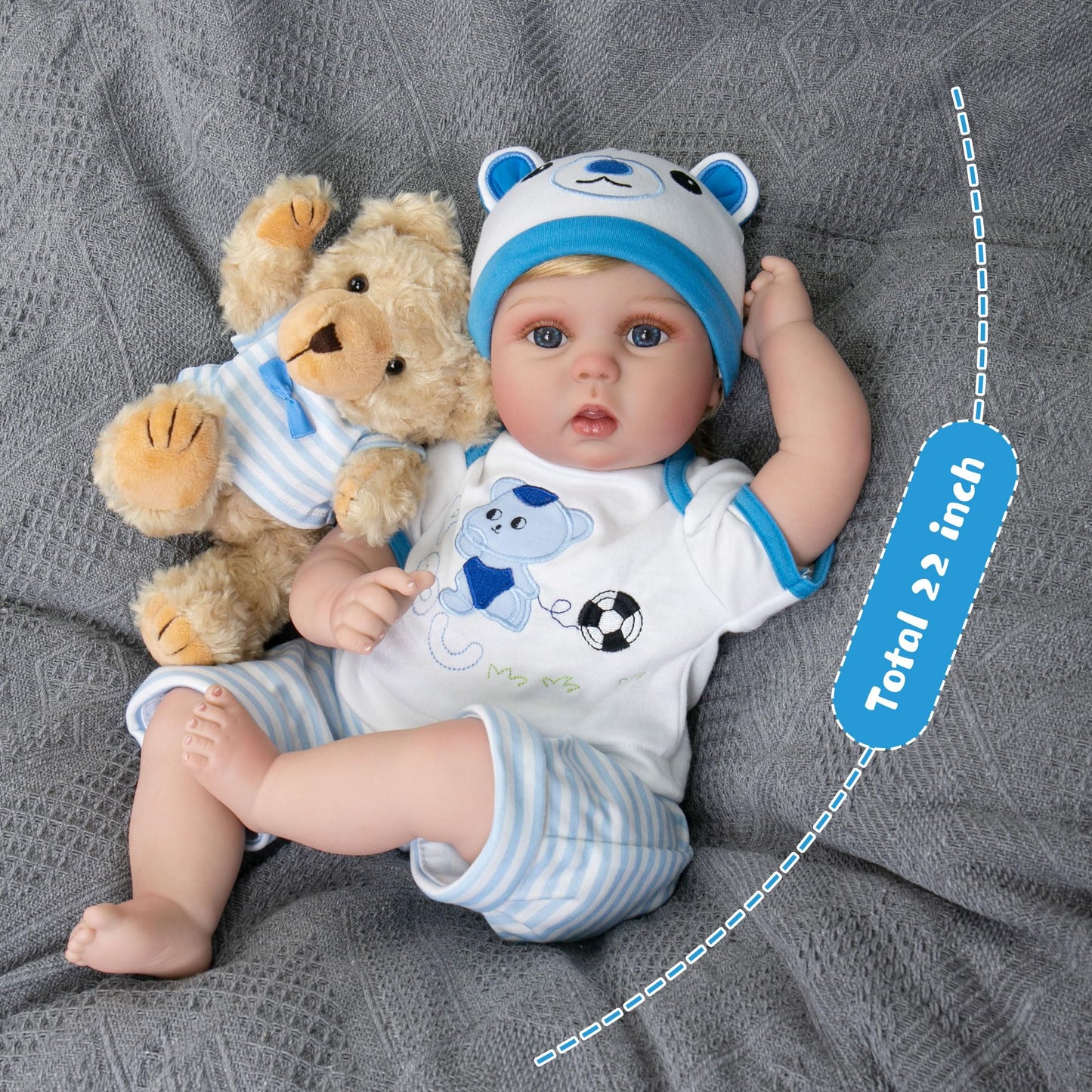 Reborn Baby Doll 22-Inch Boy by Aori 2.0 – Realistic Soft Skin & Accessories