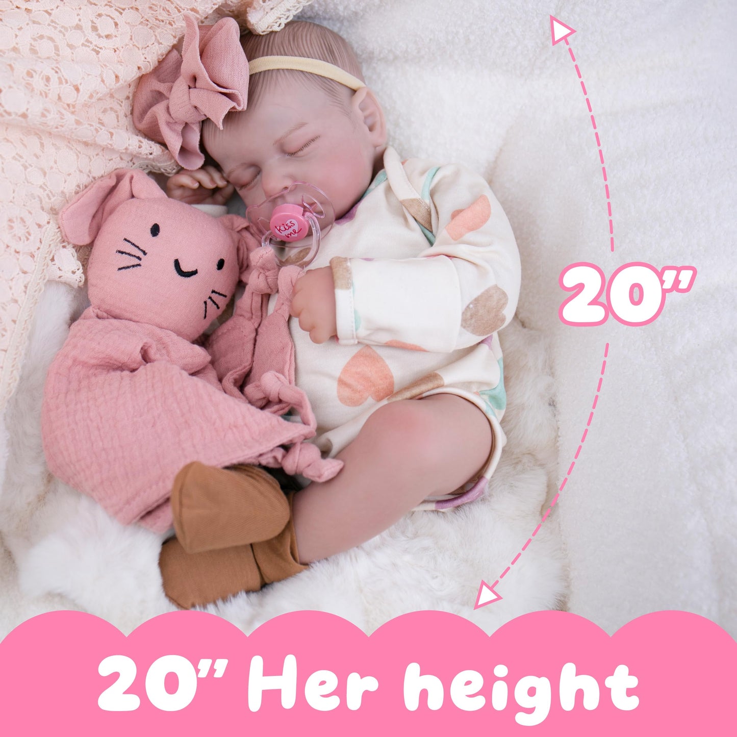 Aori 2.0 Lifelike Reborn Baby Doll – 20-Inch Realistic Newborn Girl with Weighted Body | Gift for Kids 3+