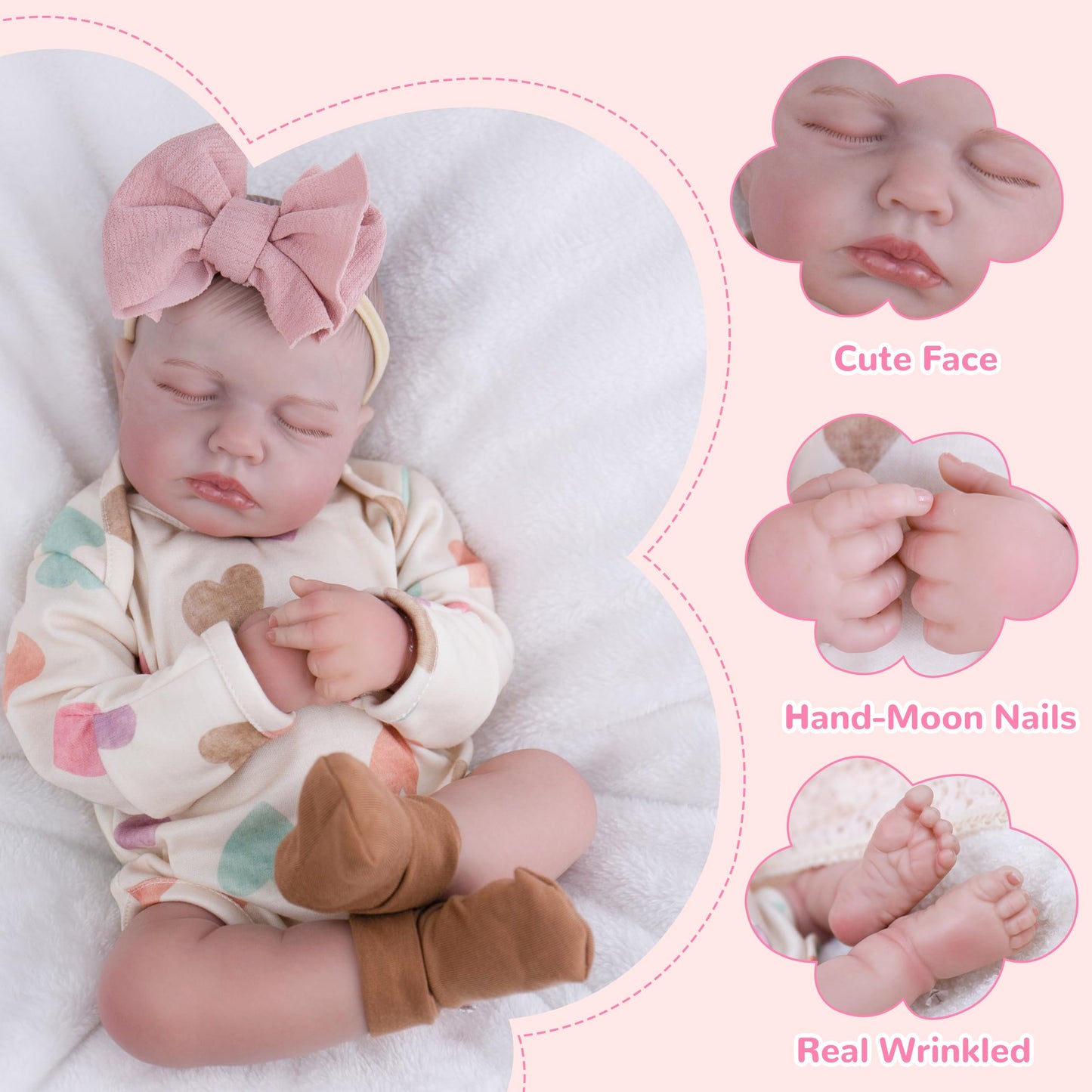 Aori 2.0 Lifelike Reborn Baby Doll – 20-Inch Realistic Newborn Girl with Weighted Body | Gift for Kids 3+