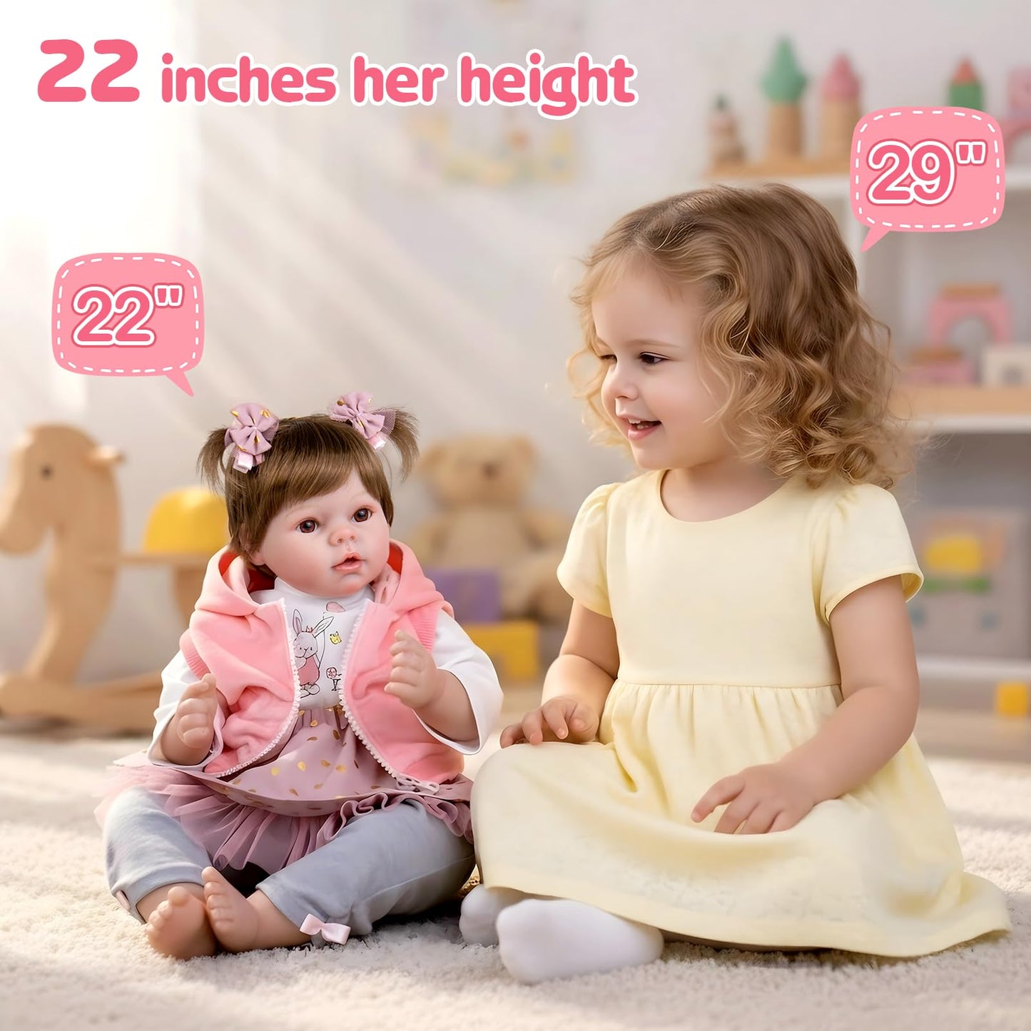 Aori Realistic Reborn Baby Doll – 22-Inch Lifelike Newborn Girl in Pink Outfit