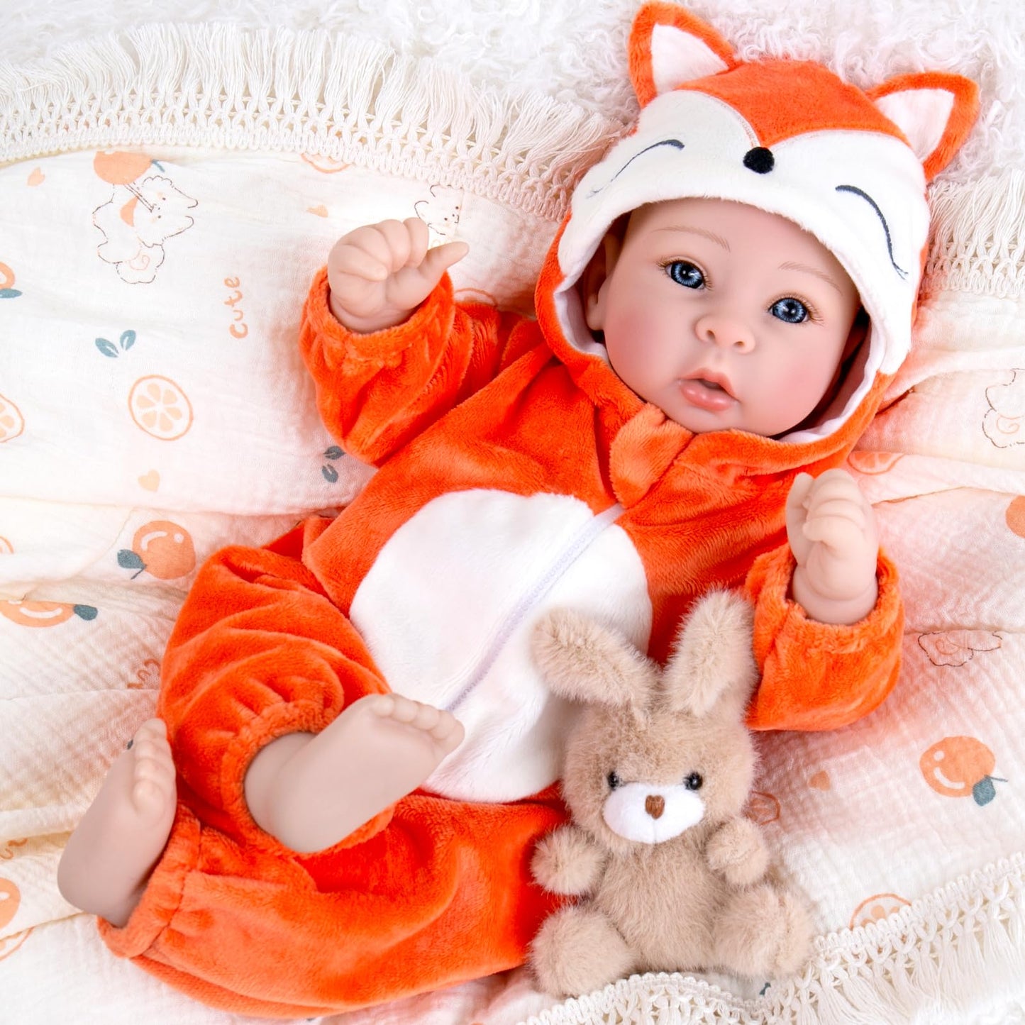 Aori Baby Dolls Lifelike 17 Inches – Realistic Baby Girl Doll Set with Feeding Toy Kit | Safe, Durable Companion Gift