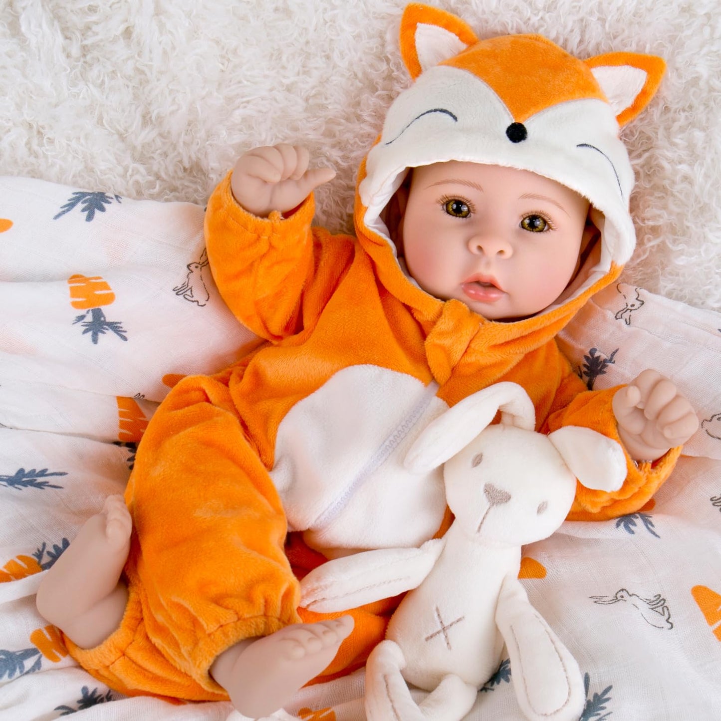 Aori Baby Dolls - 17-Inch Real Life Doll with Ultra-Soft Body & Fox Outfits for Girls 3+