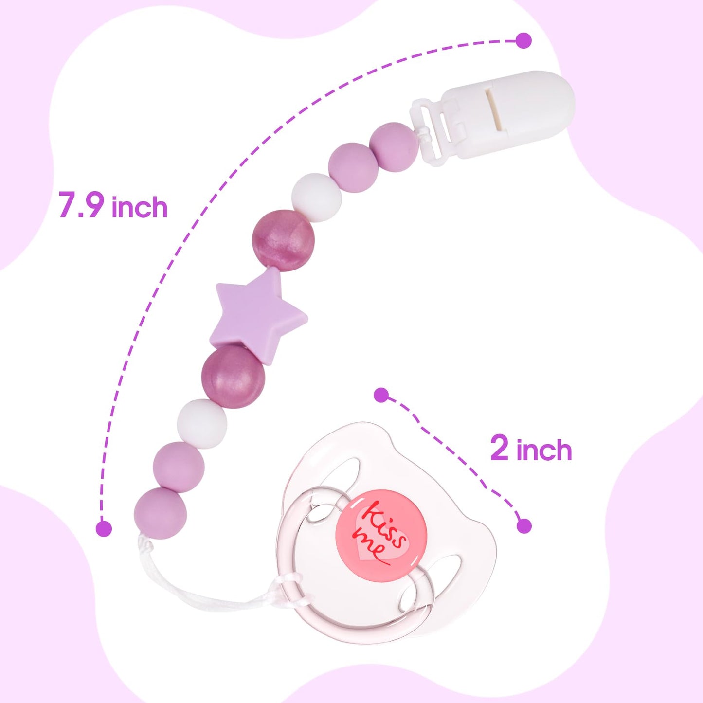 Aori Reborn Doll Magnetic Pacifier Clip Set – Purple