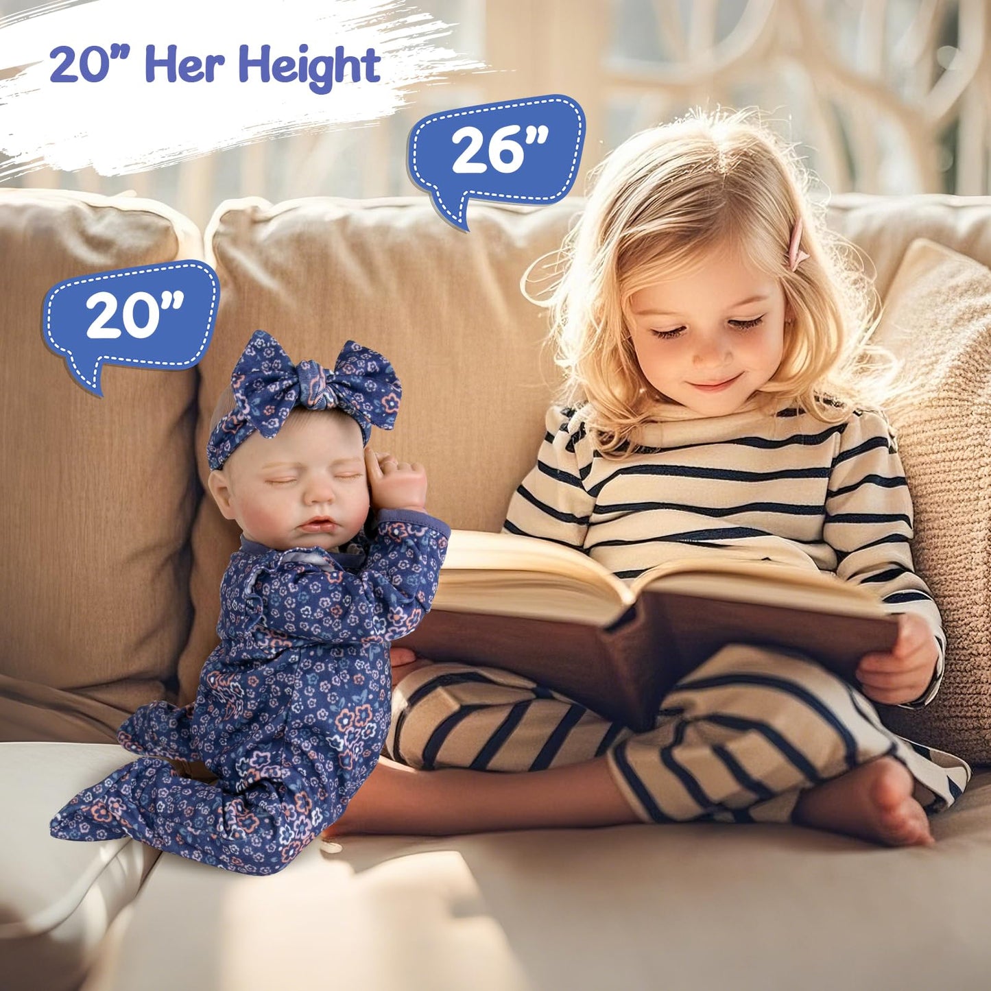 Aori 20-Inch Weighted Reborn Baby Doll – Hyper Realistic Lifelike Newborn Girl with Outfit