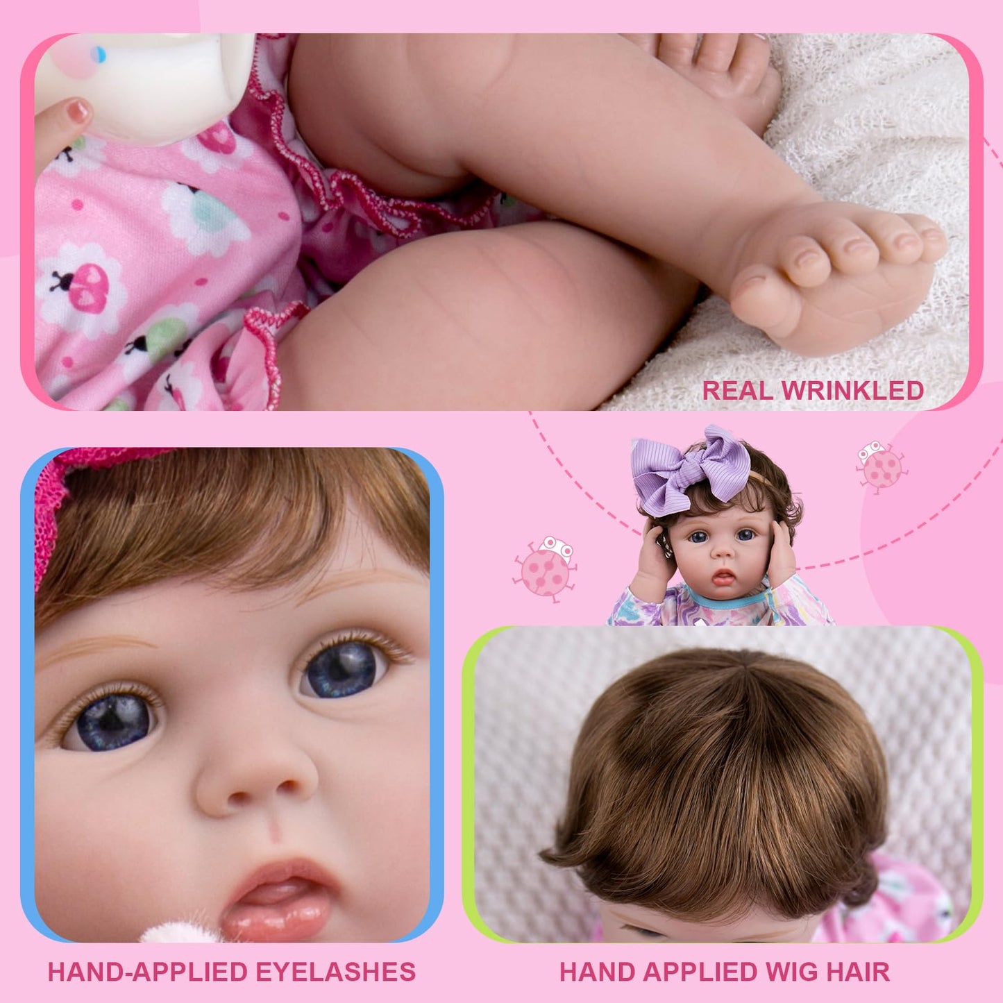 Aori 22-Inch Lifelike Reborn Baby Doll - Weighted Cloth Body, Newborn Girl