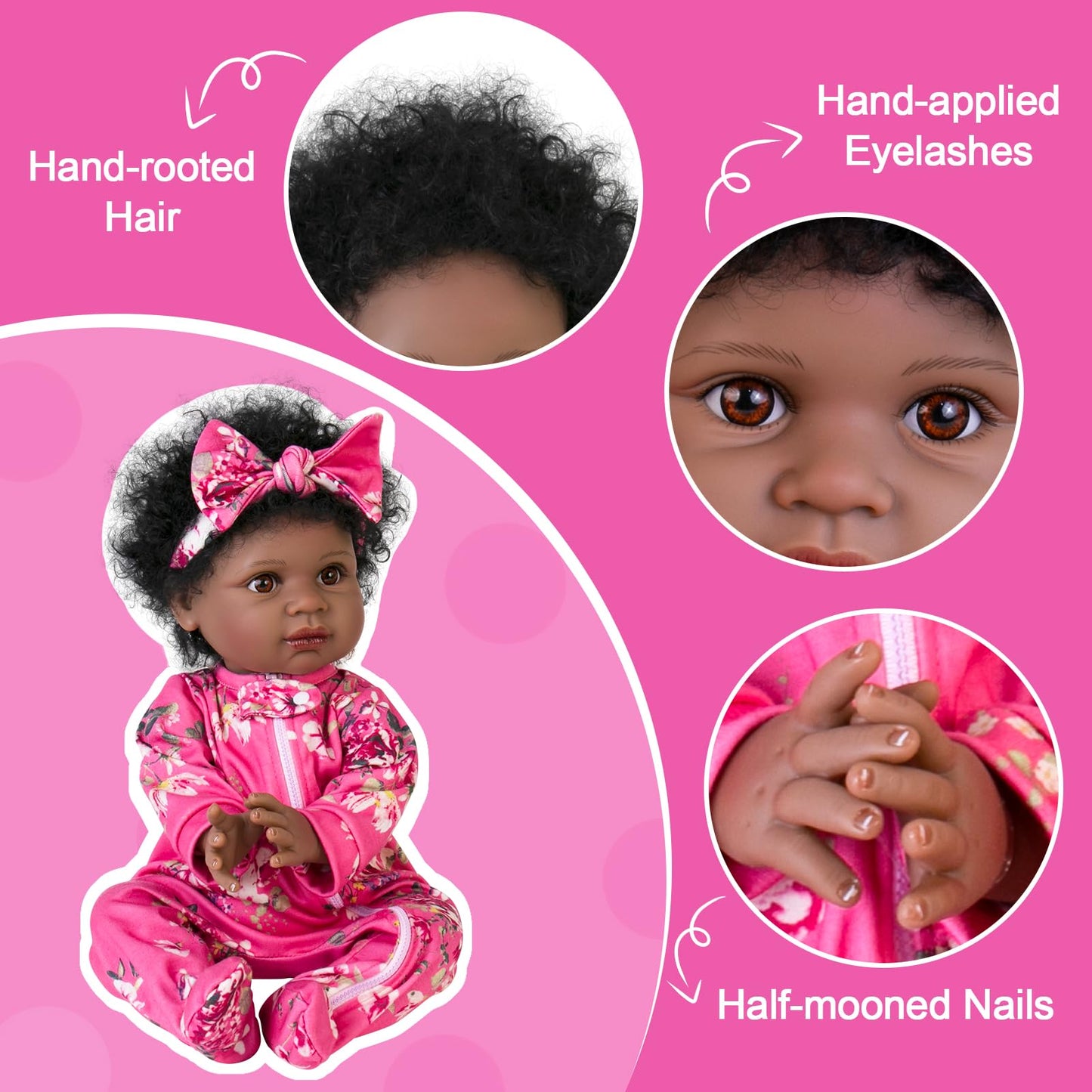 Aori Black Reborn Baby Doll Girl — 22in Lifelike, Weighted & Poseable