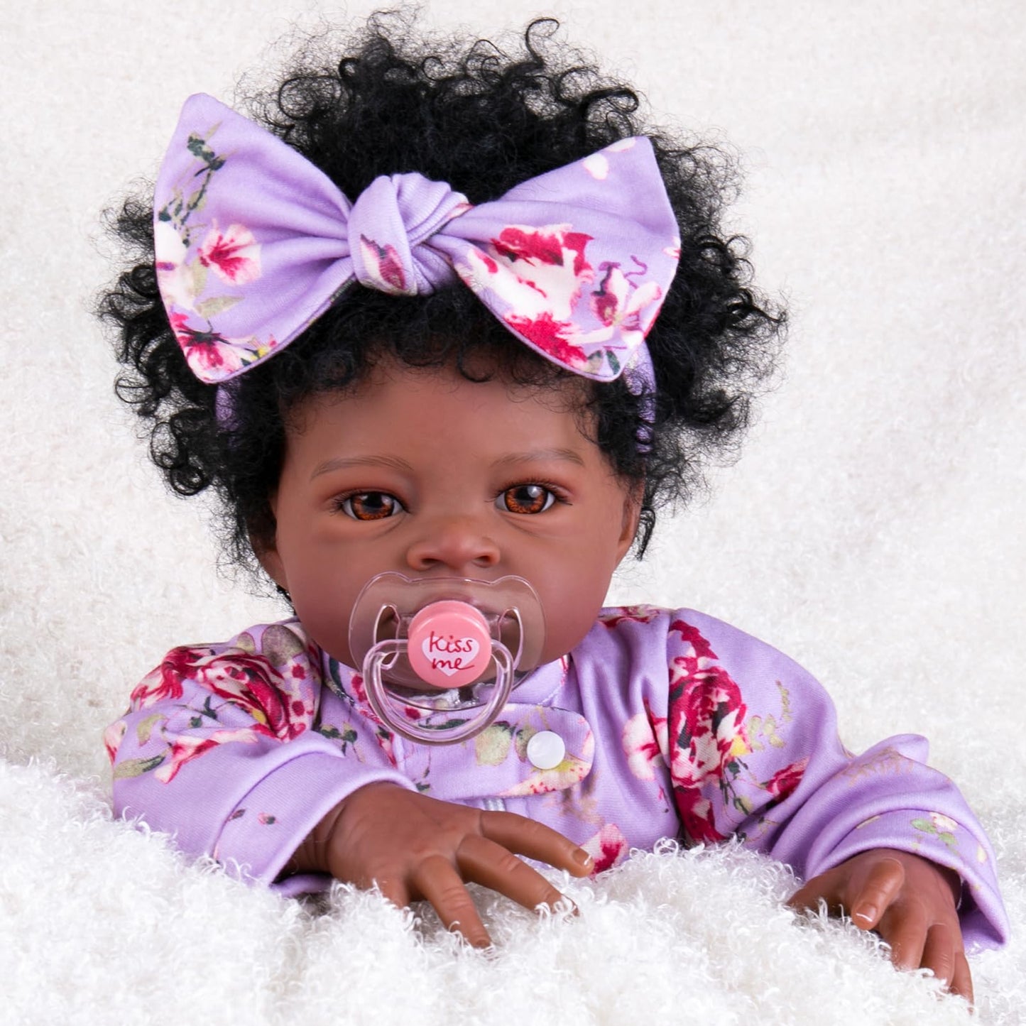 Aori Black Reborn Baby Doll Girl 20-Inch – Realistic Lifelike Black American Doll with Weighted Cloth Body