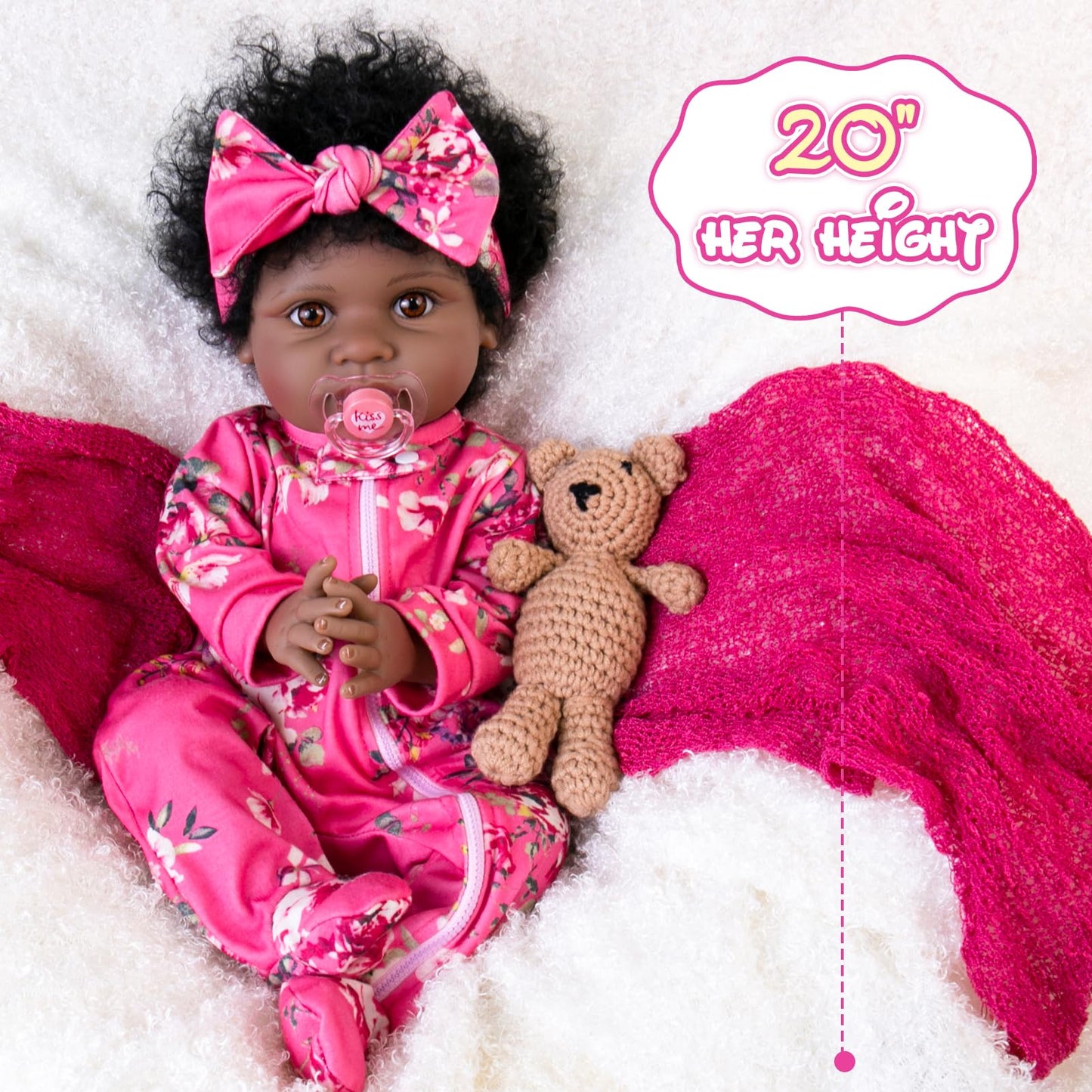 Aori Black Reborn Baby Doll Girl — 22in Lifelike, Weighted & Poseable