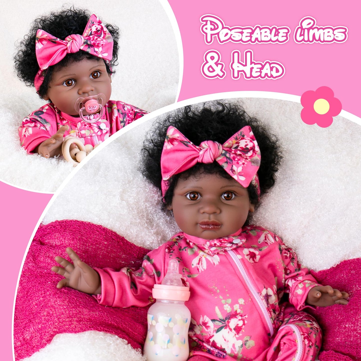 Aori Black Reborn Baby Doll Girl — 22in Lifelike, Weighted & Poseable