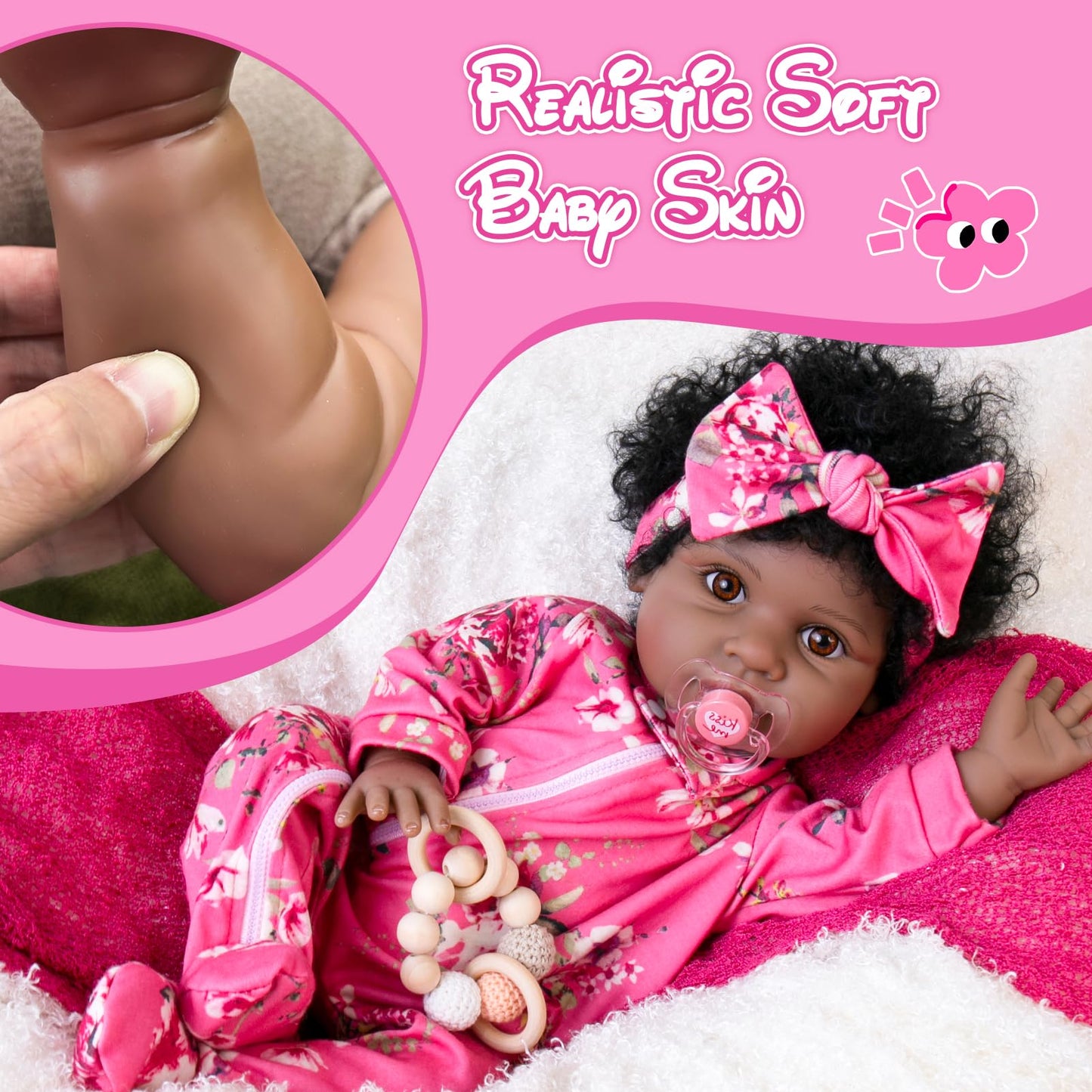 Aori Black Reborn Baby Doll Girl — 22in Lifelike, Weighted & Poseable