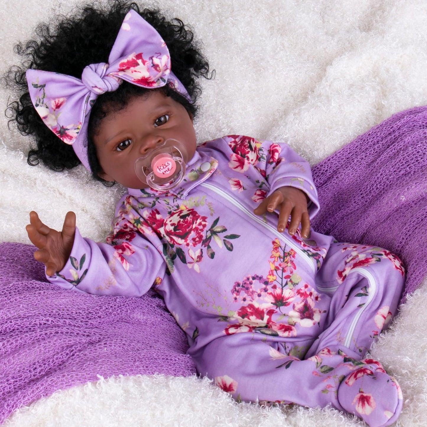 Aori Black Reborn Baby Doll Girl 20-Inch – Realistic Lifelike Black American Doll with Weighted Cloth Body